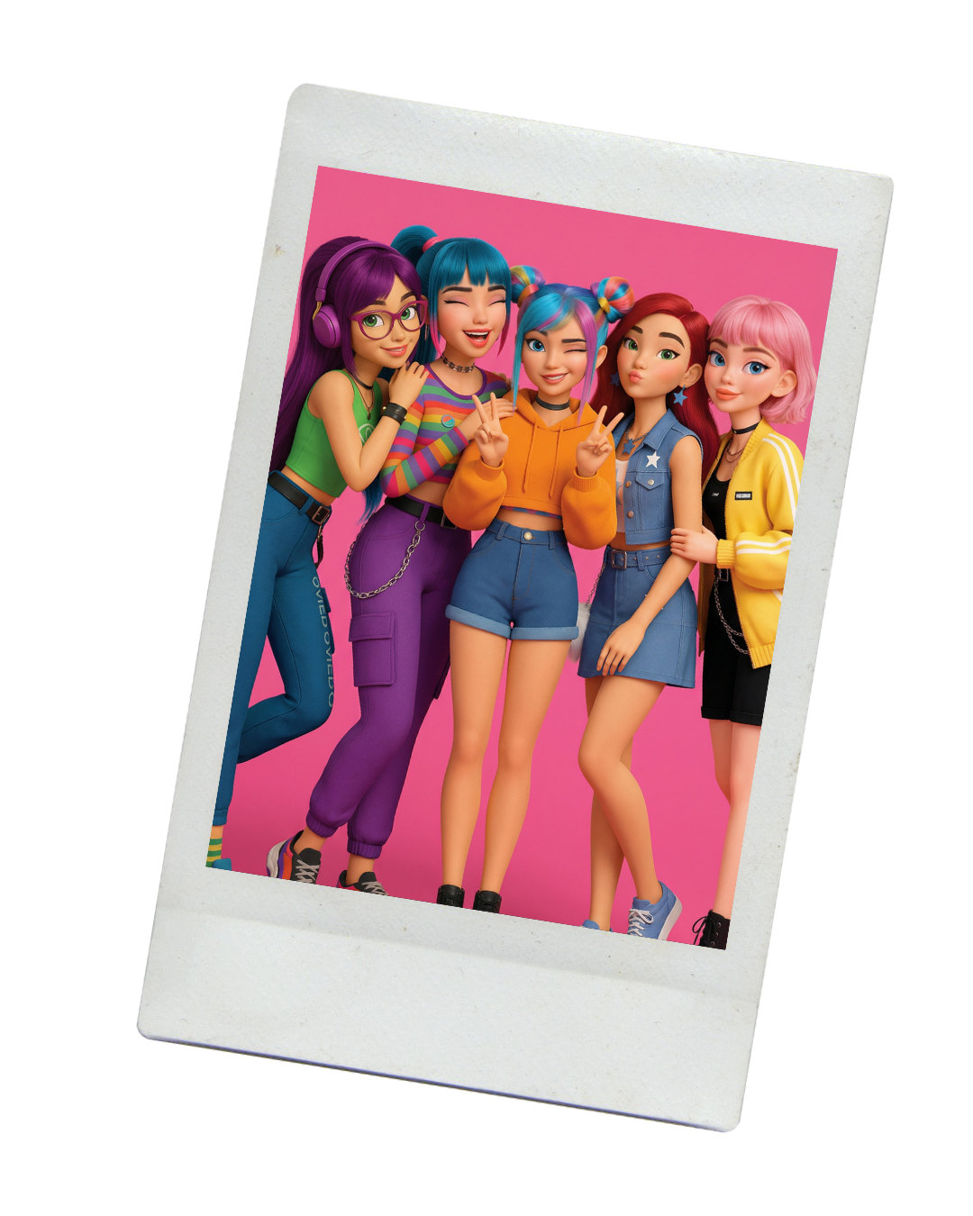 Instant photo of the five Kreative Idols posing together