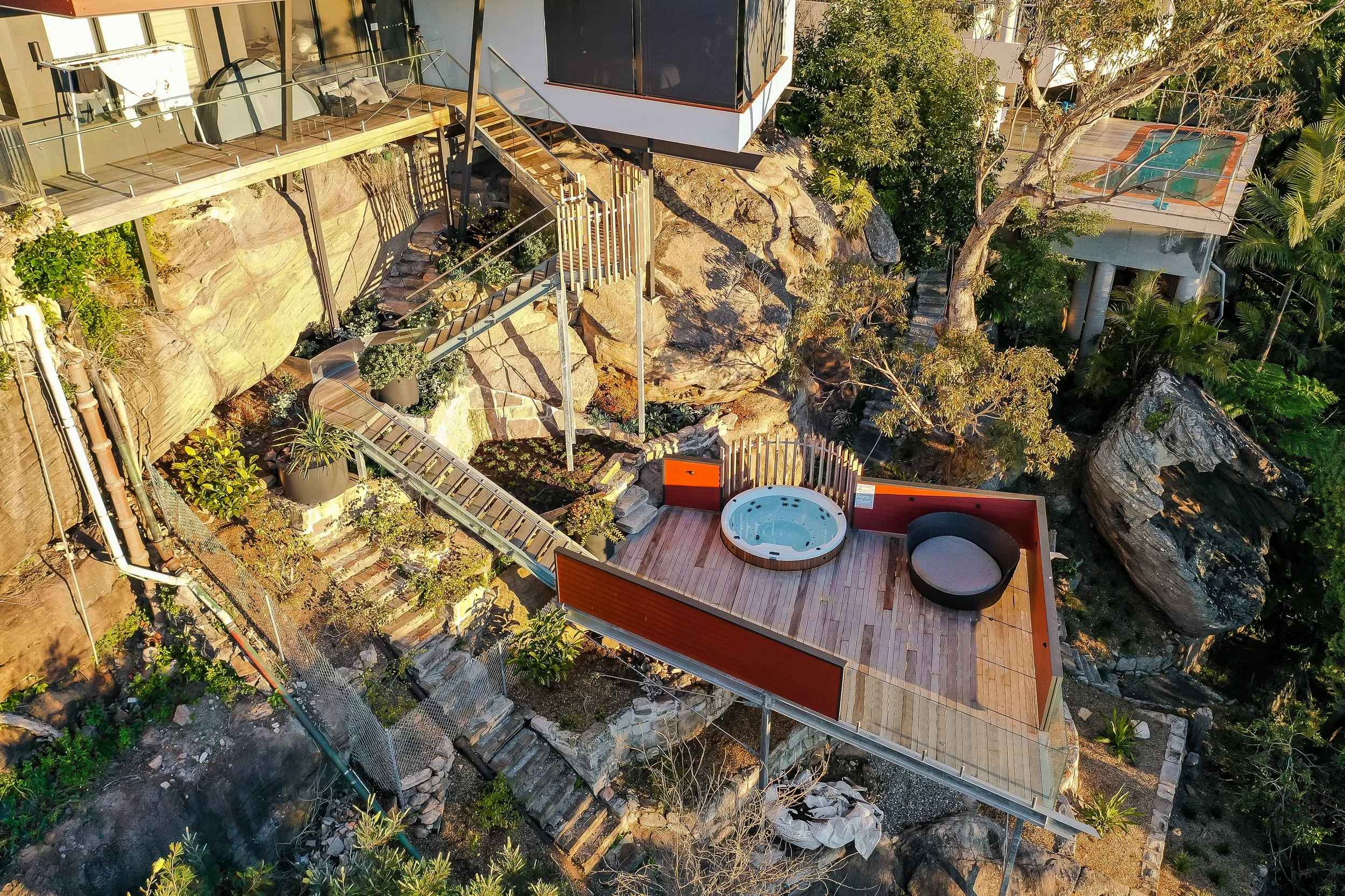 Timber viewing platform seamlessly connected to the winding staircase.jpg