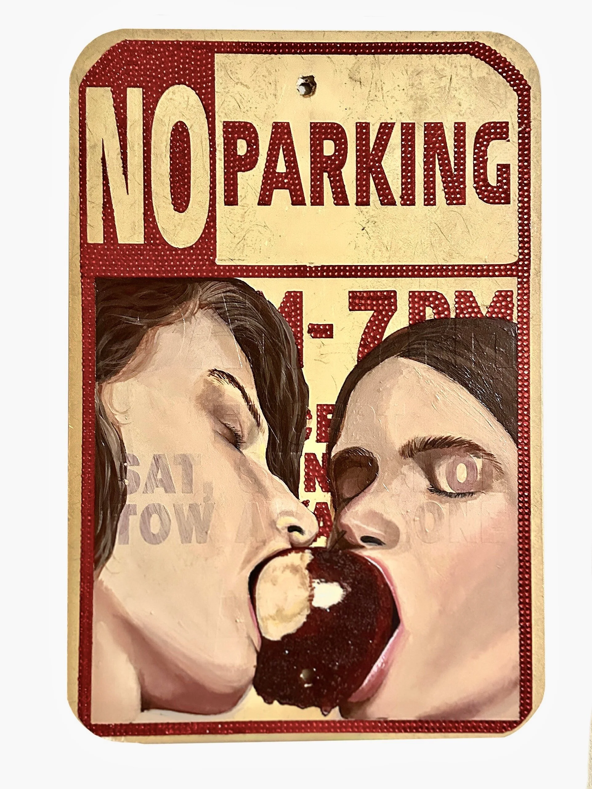 "No Signs in Eden", Acrylic on repurposed street sign