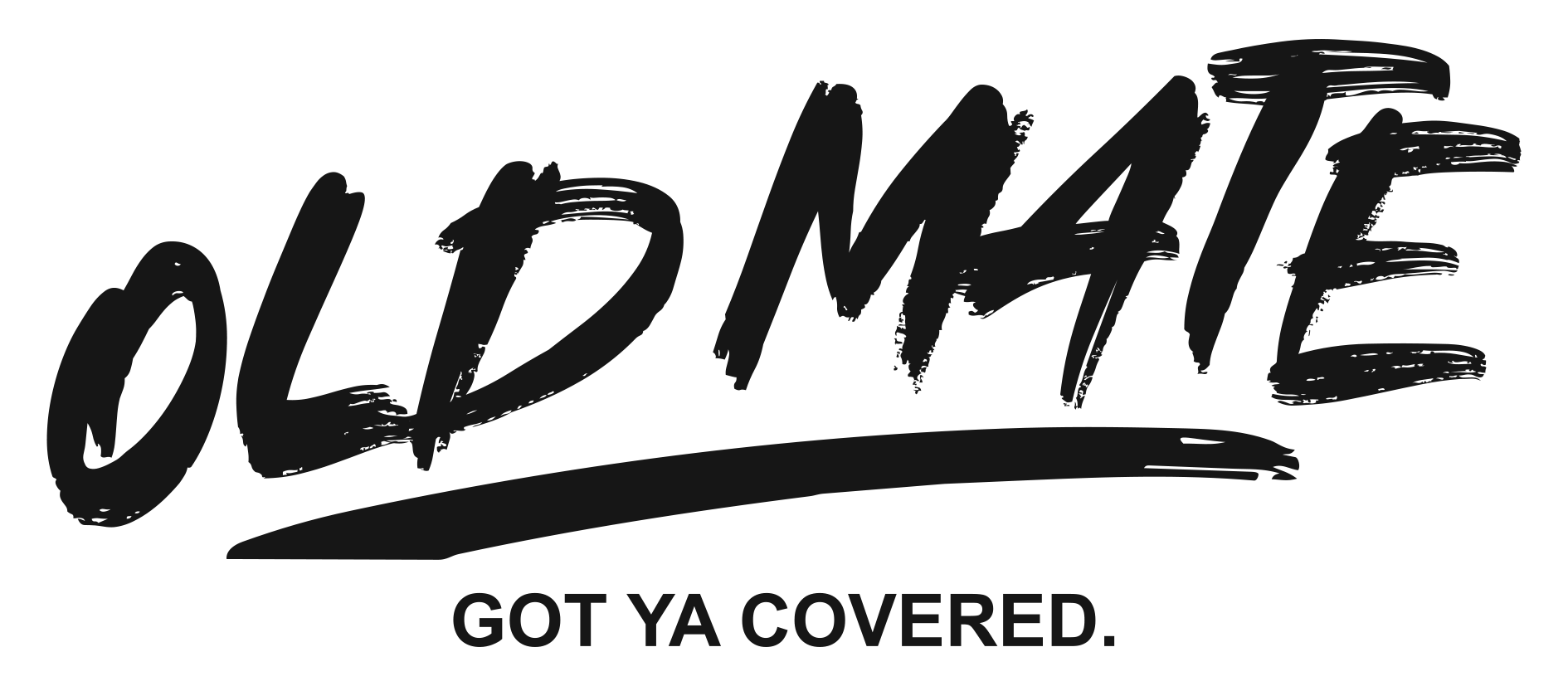 Bold, black handwritten-style text that says 'OLDIMATE' with a smaller caption underneath that reads 'GOT YA COVERED.'