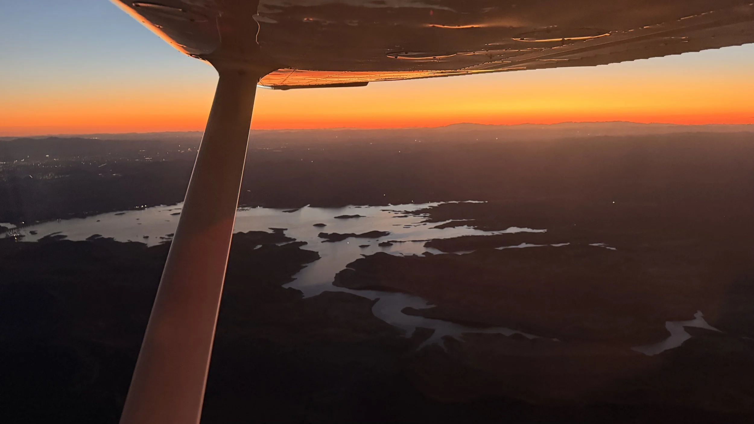 Sunset from the cockpit of a Wind Walker Cessna rental