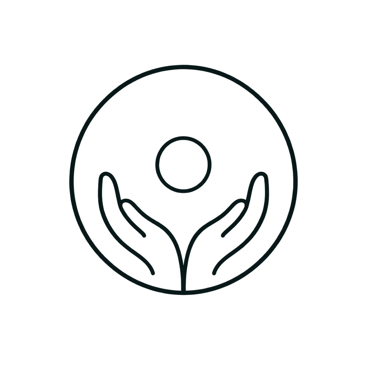 Line drawing of a pair of hands holding an eye with tree-like branches inside.