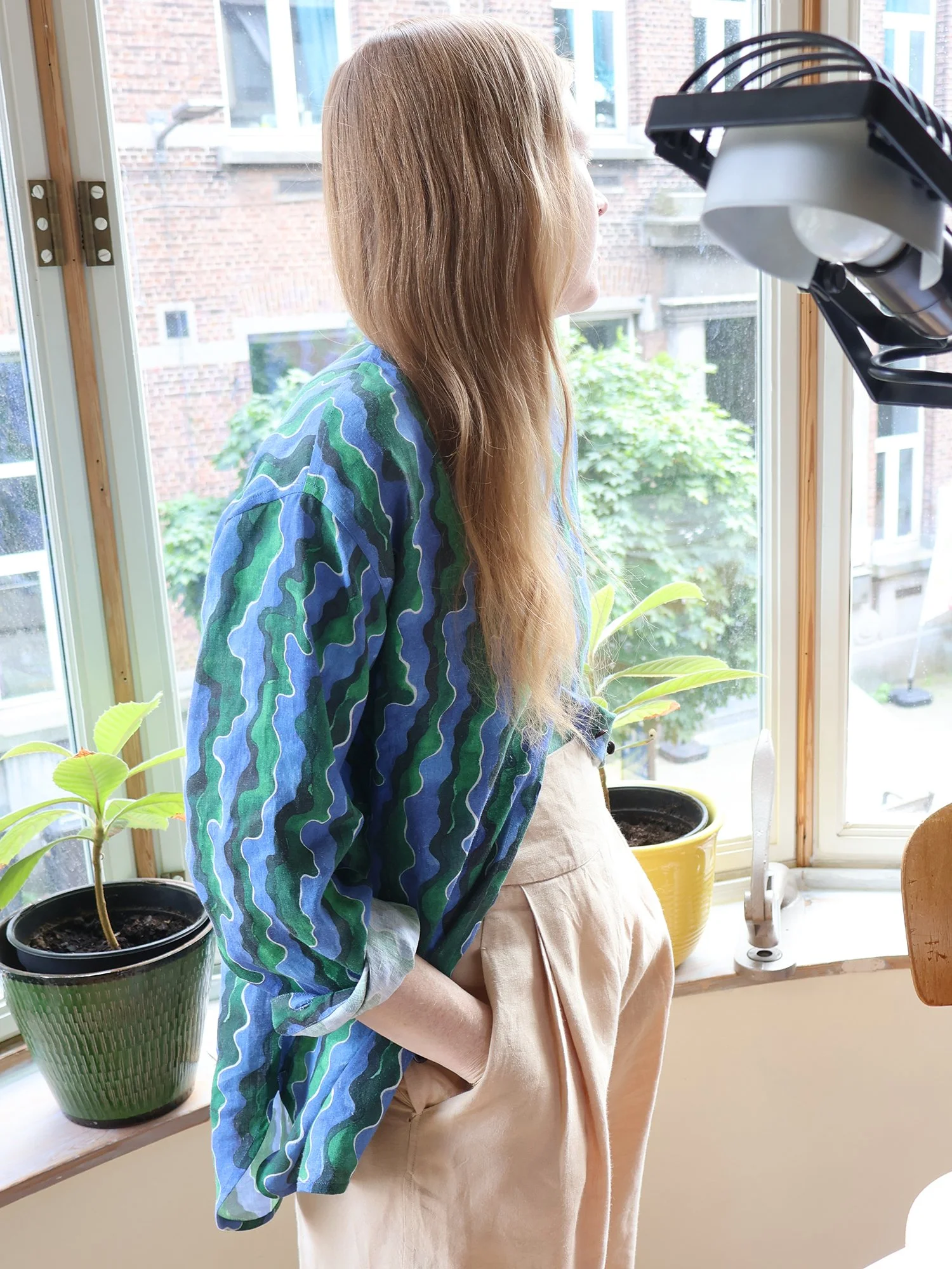 Linen shirt hand-painted print Ellen van Engelen
