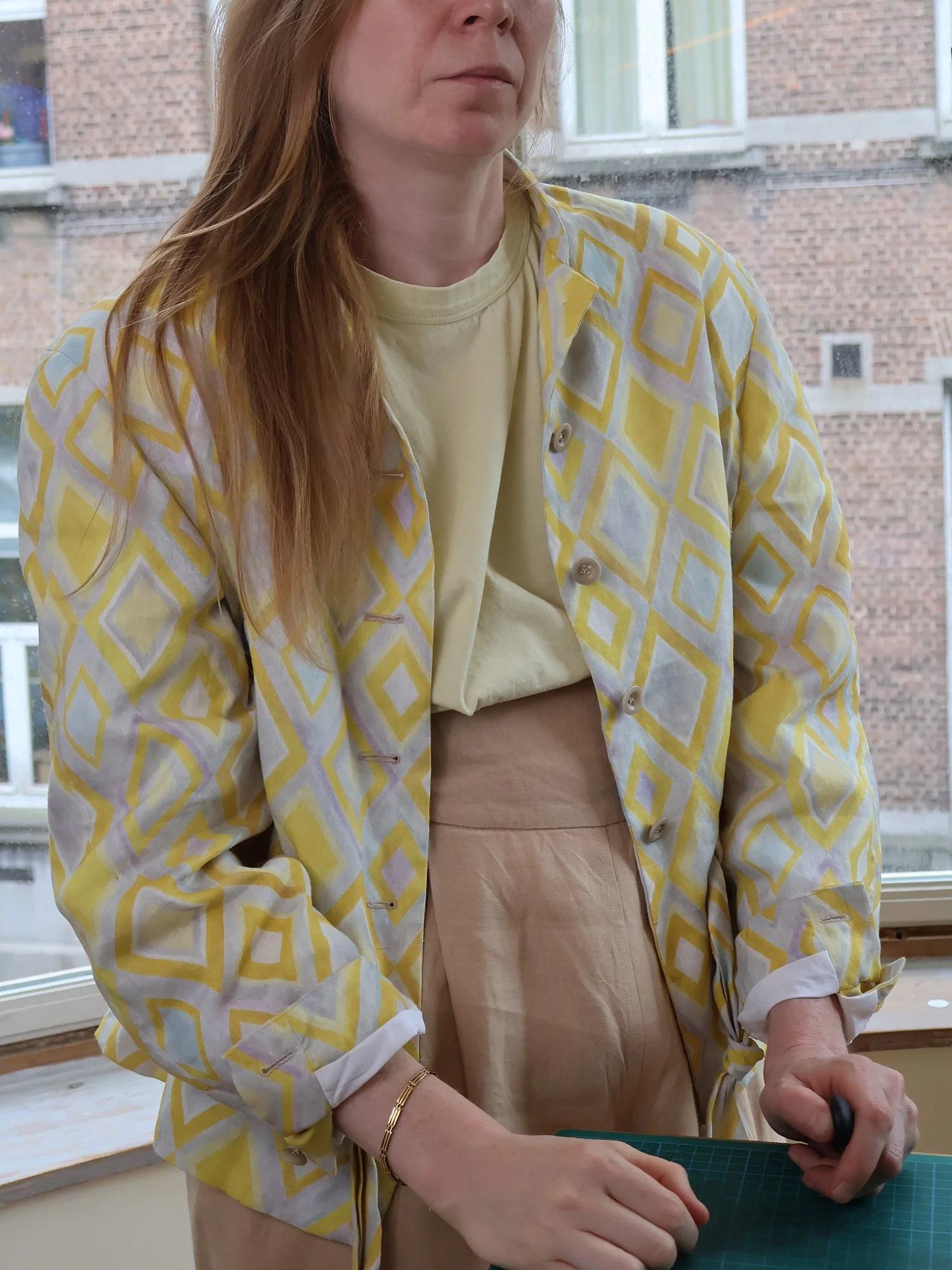 Linen vest hand-painted print Ellen van Engelen