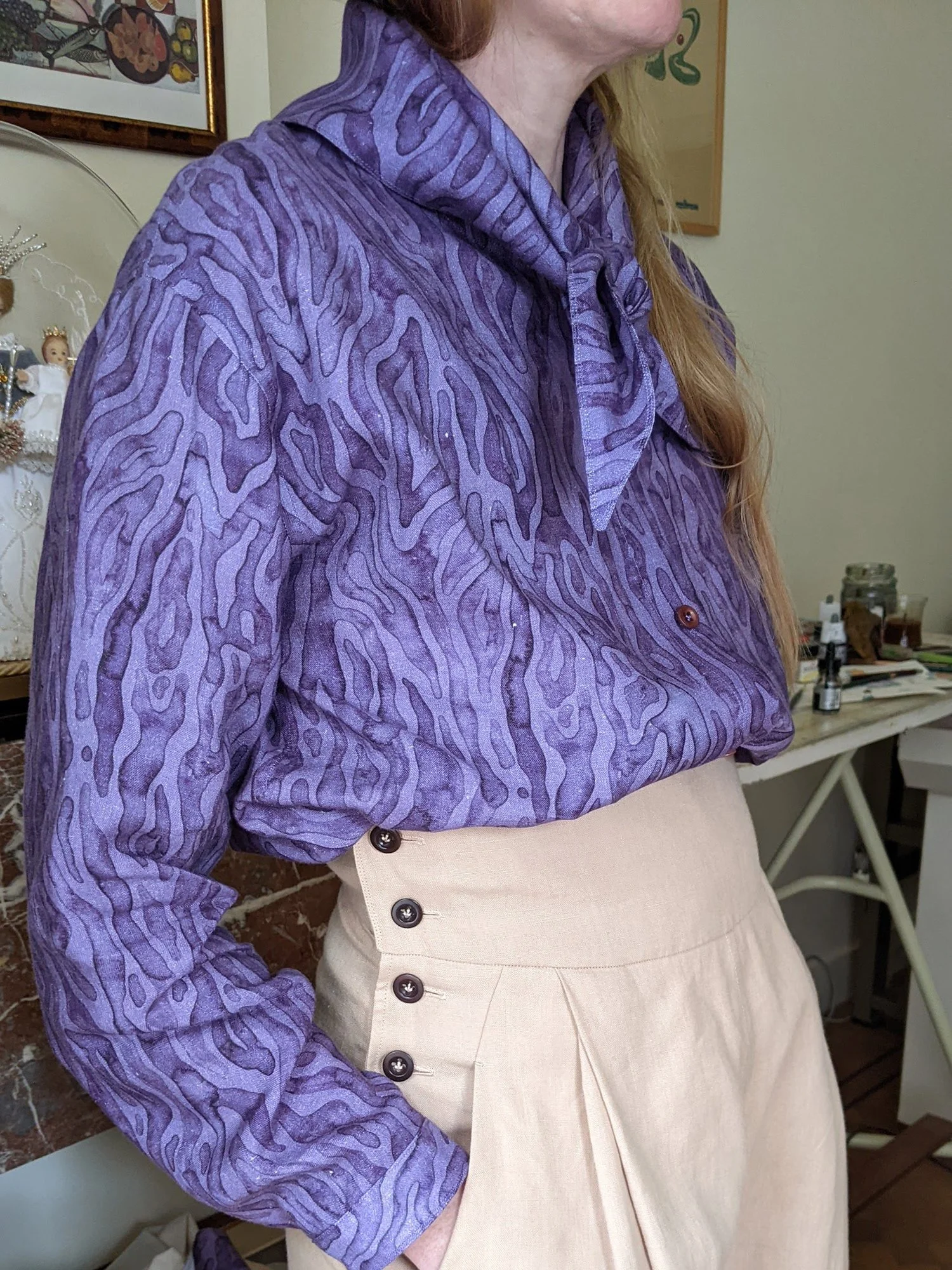 Linen shirt hand-painted print Ellen van Engelen