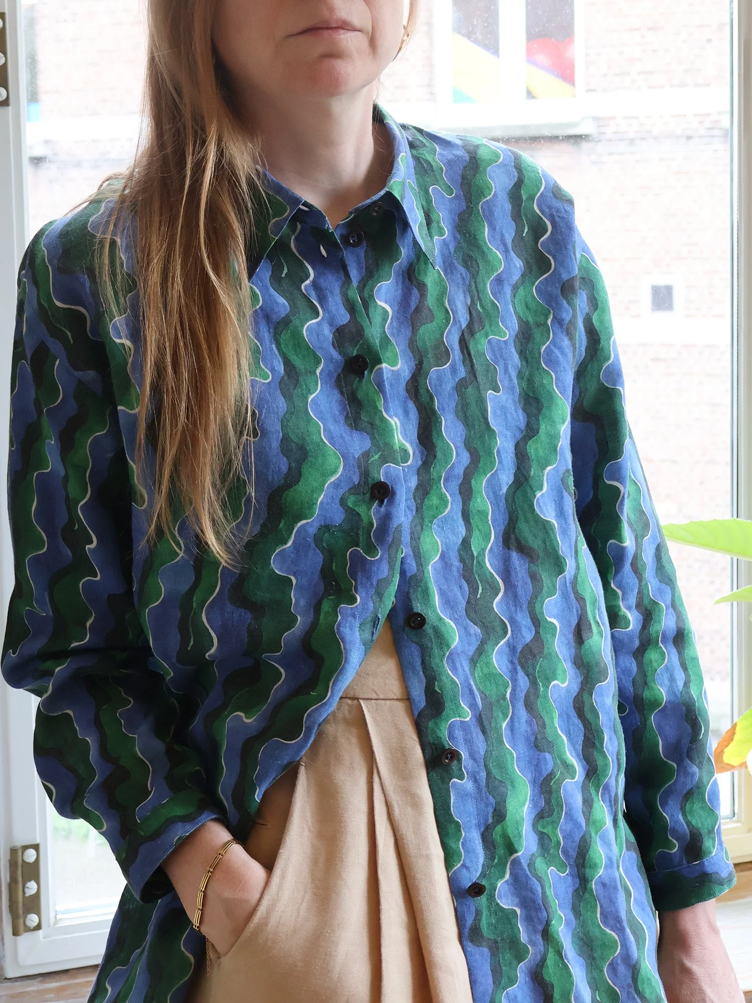 Linen shirt hand-painted print Ellen van Engelen