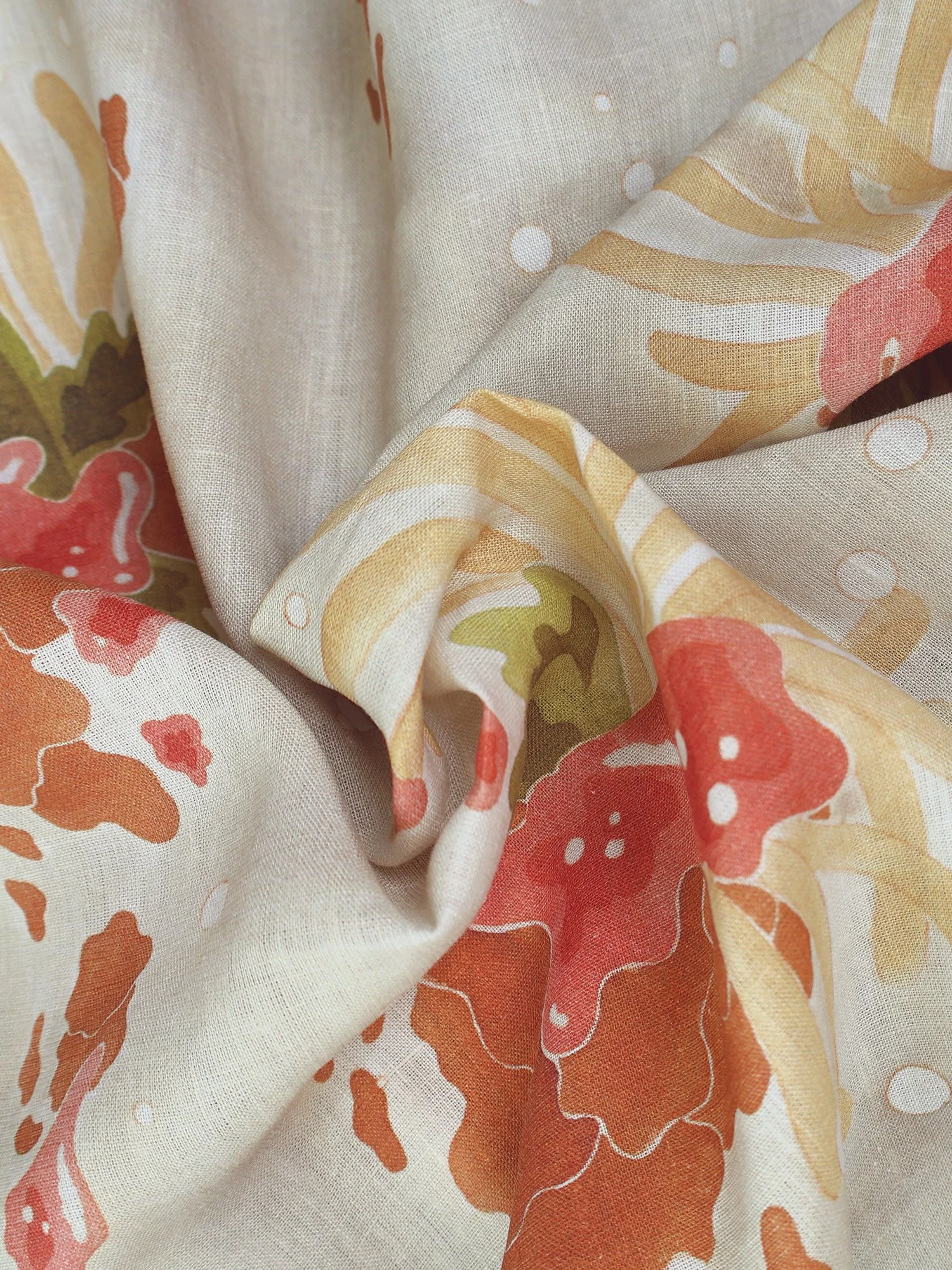 linen fabric hand-painted print Floral Islands Ellen van Engelen