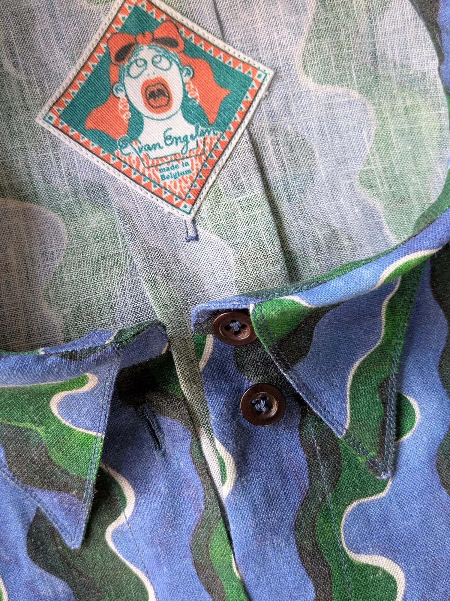Linen shirt hand-painted print Ellen van Engelen