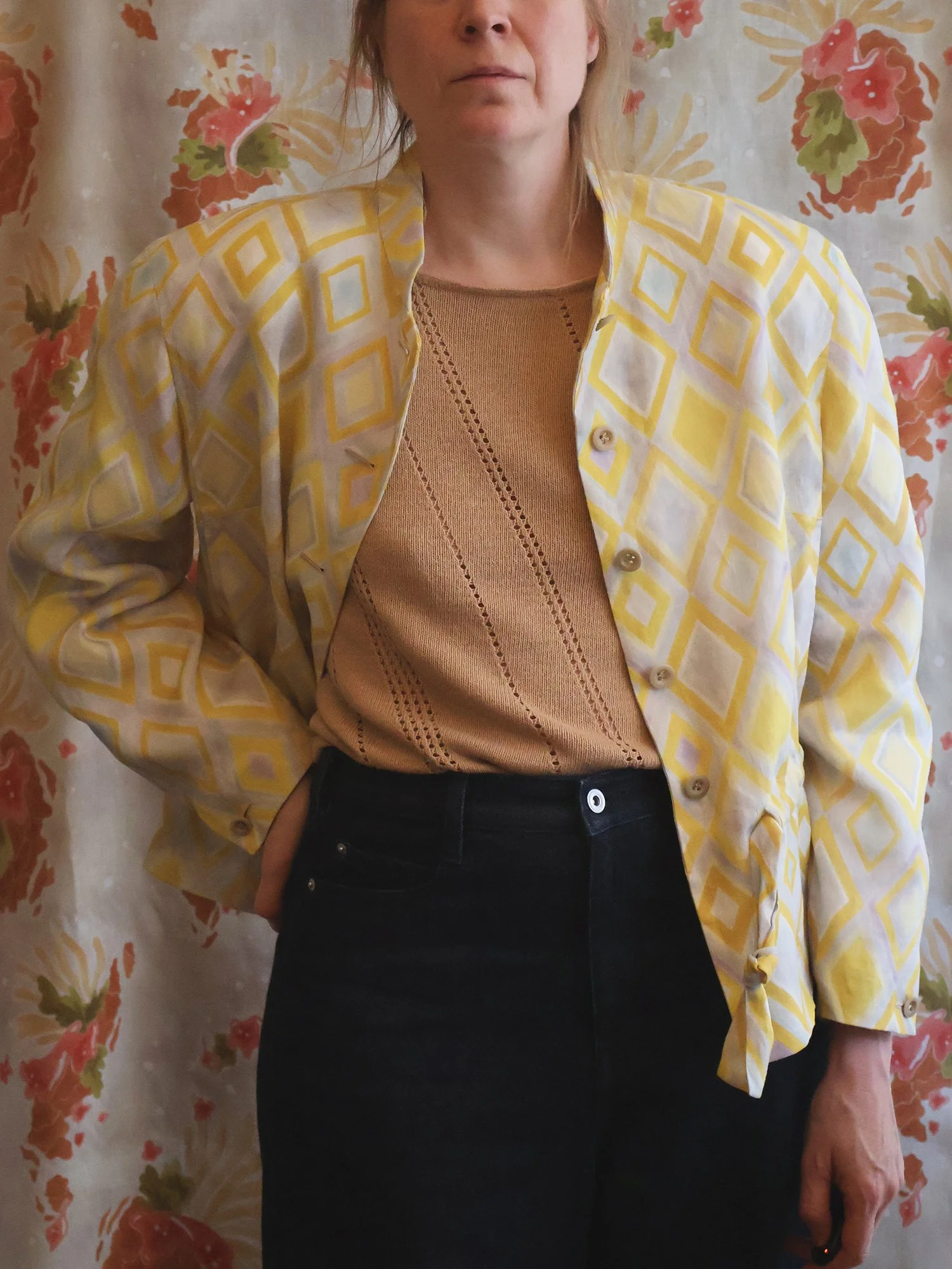 Linen vest hand-painted print Ellen van Engelen