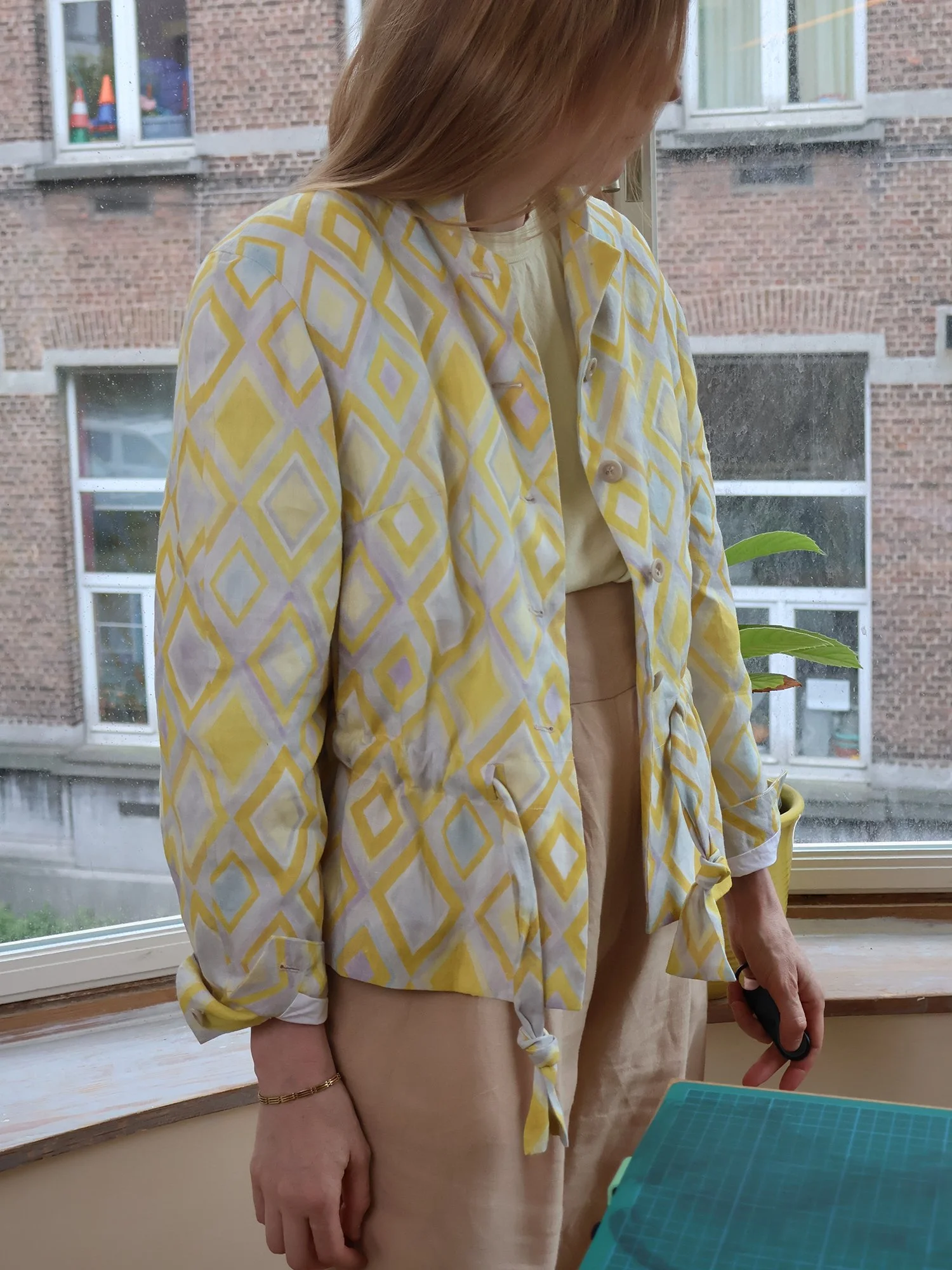Linen vest hand-painted print Ellen van Engelen