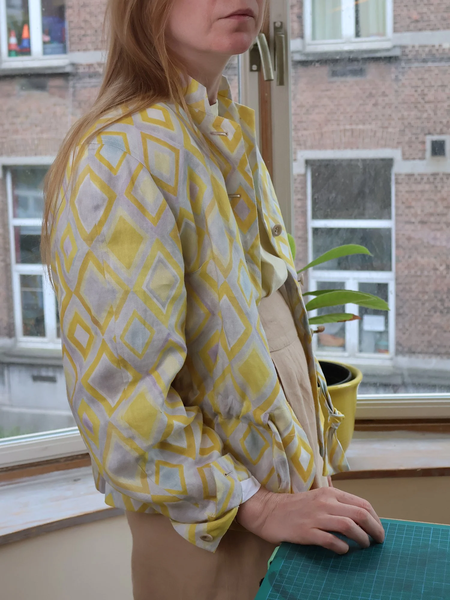 Linen vest hand-painted print Ellen van Engelen