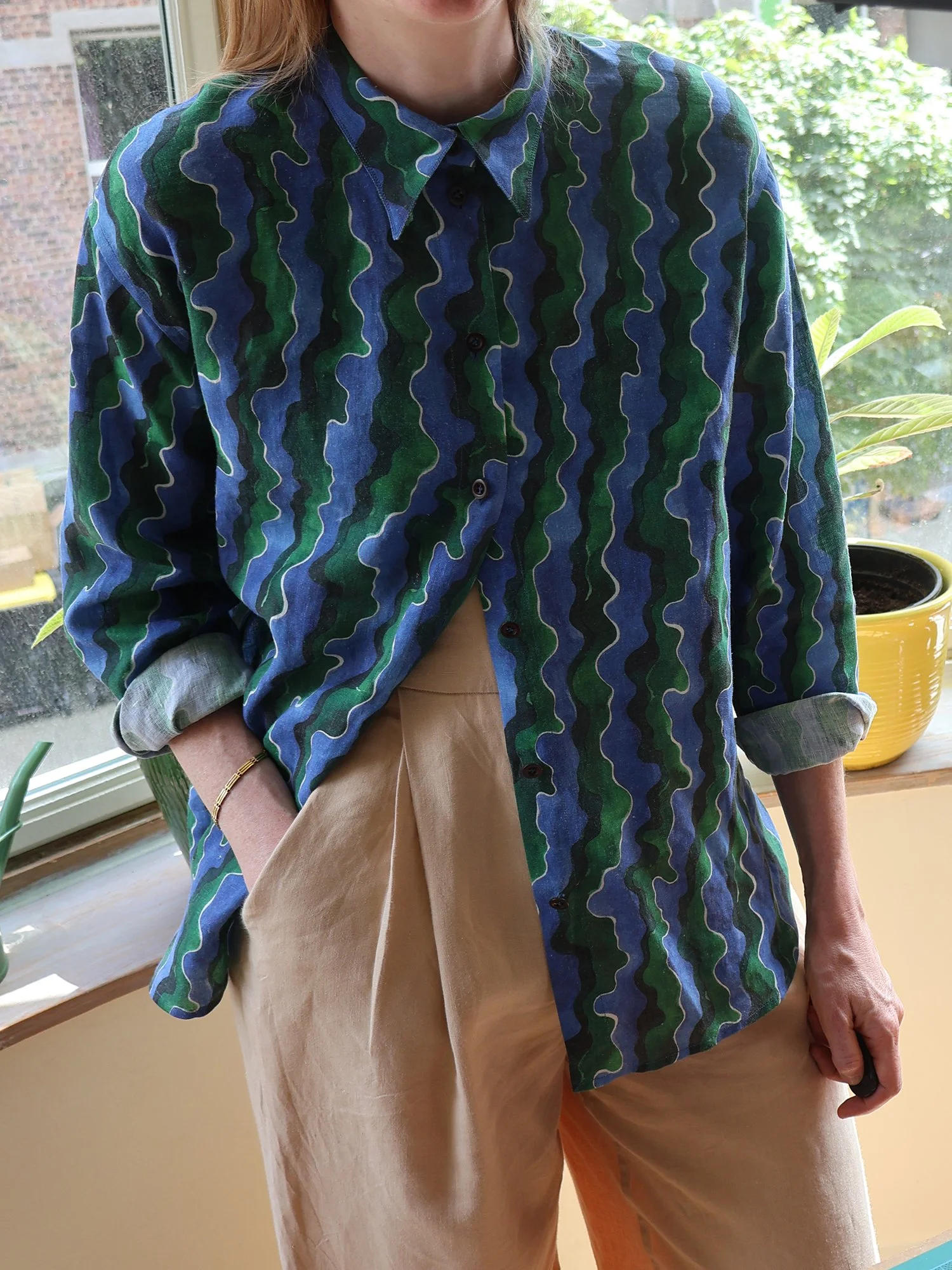 Linen shirt hand-painted print Ellen van Engelen