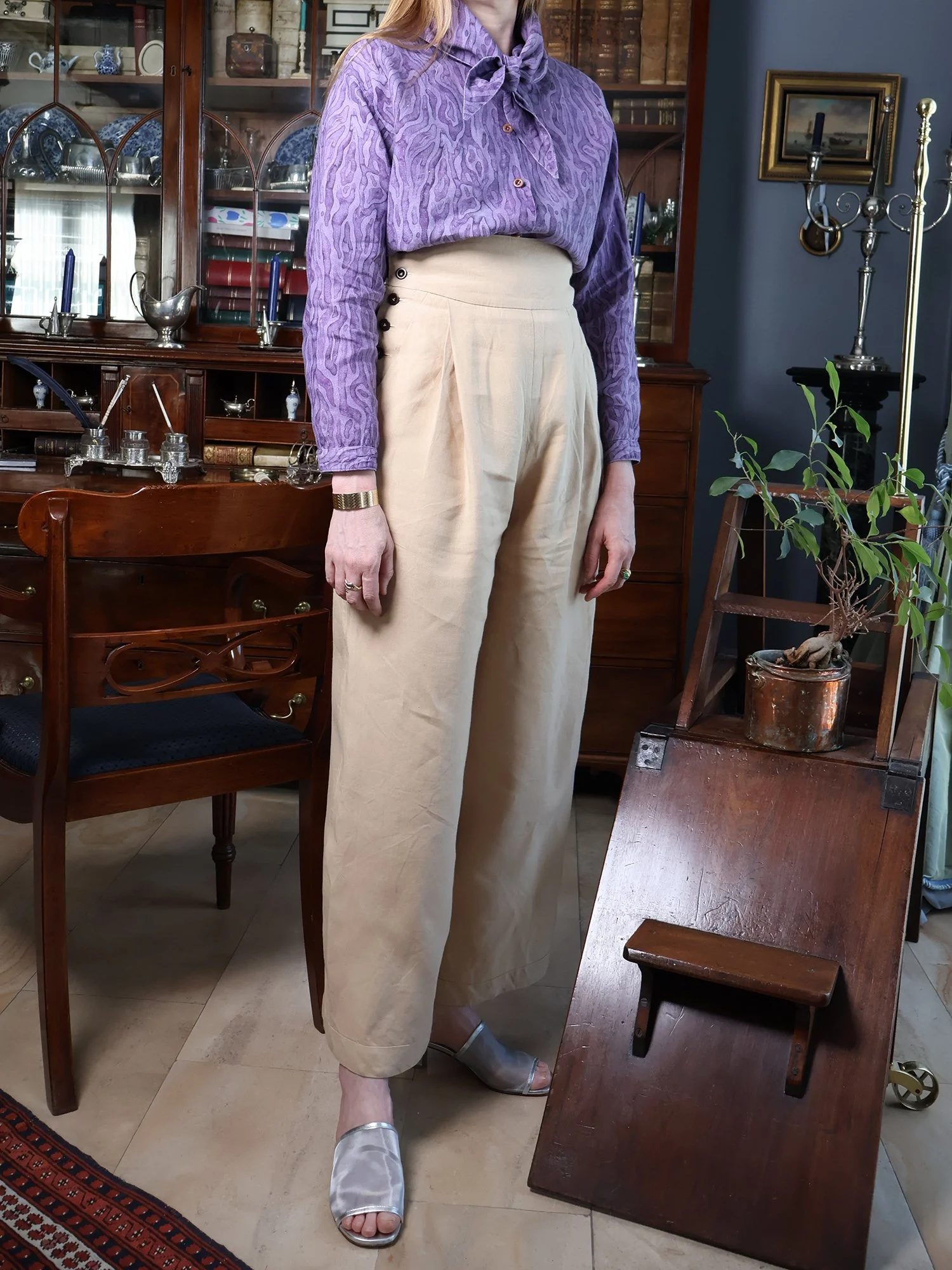 High waisted trousers linen Ellen van Engelen