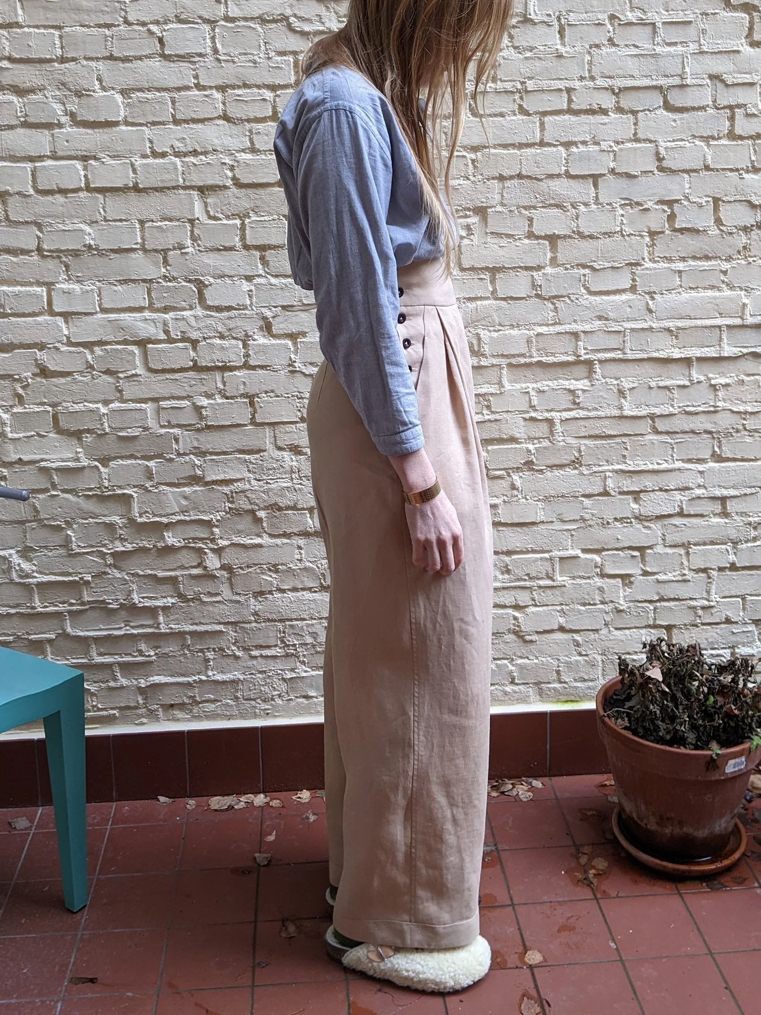 High waisted trousers linen Ellen van Engelen