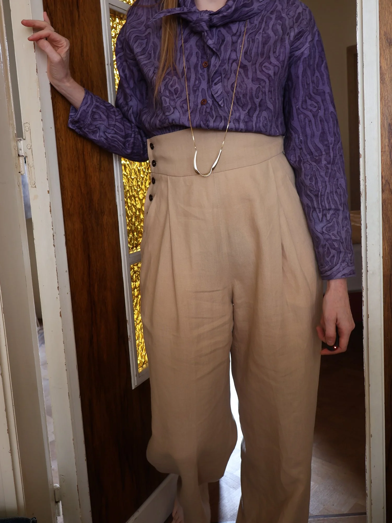 High waisted trousers linen Ellen van Engelen