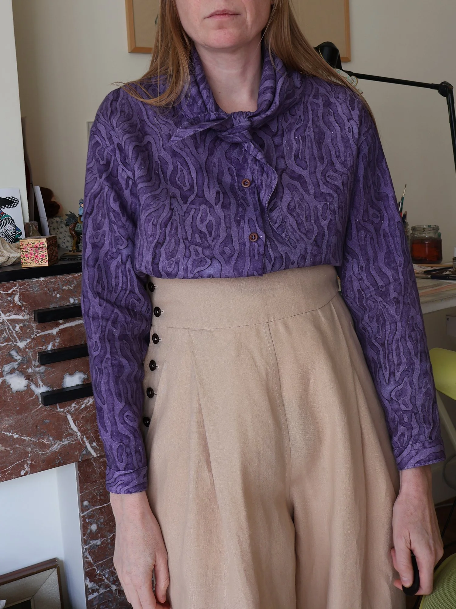 Linen shirt hand-painted print Ellen van Engelen