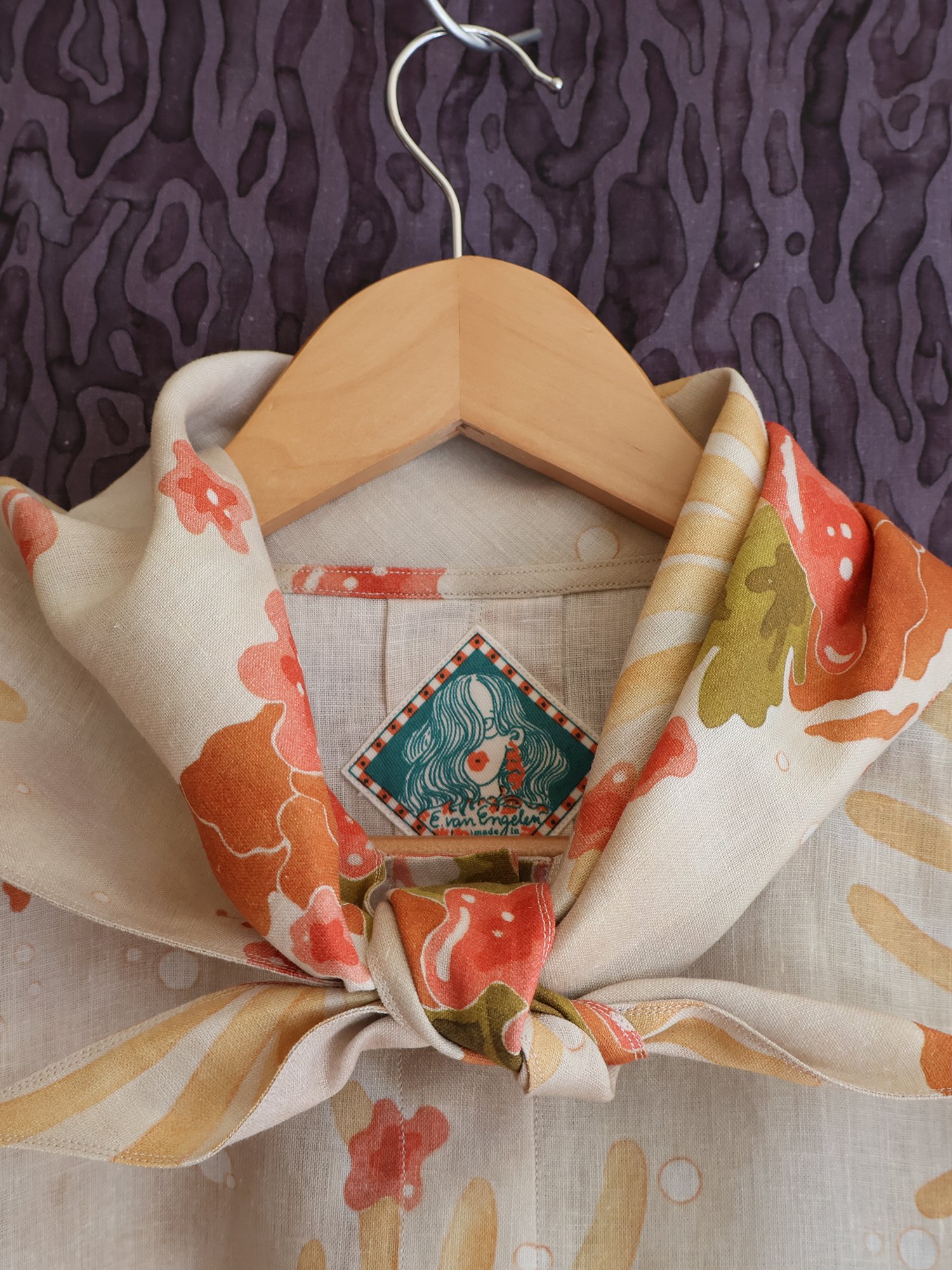 Linen shirt hand-painted print Ellen van Engelen