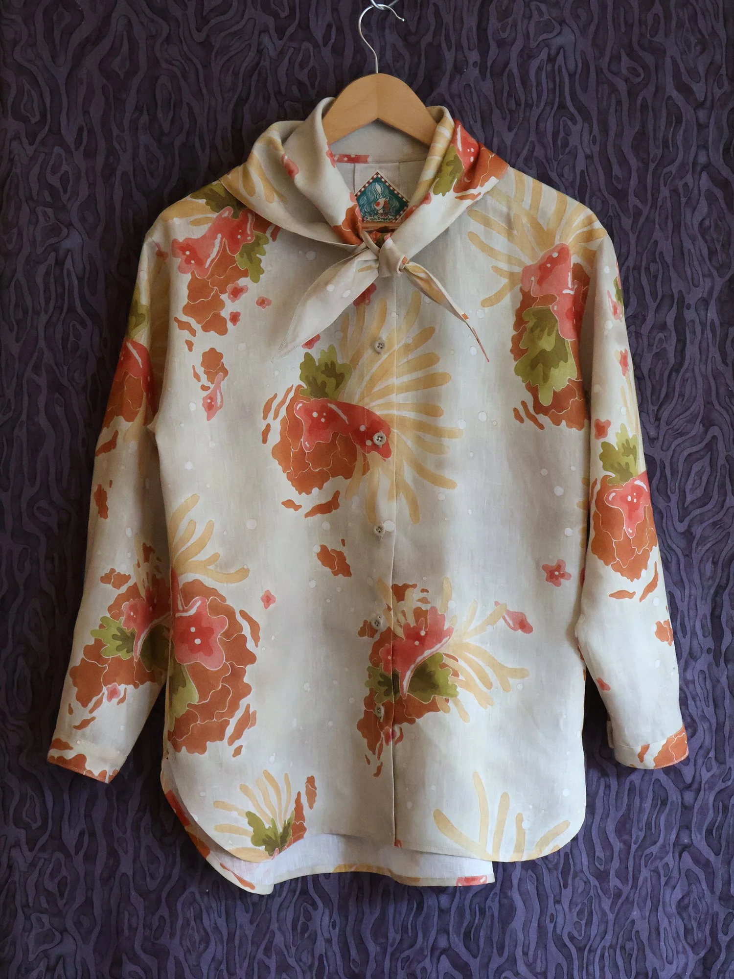 Linen shirt hand-painted print Ellen van Engelen