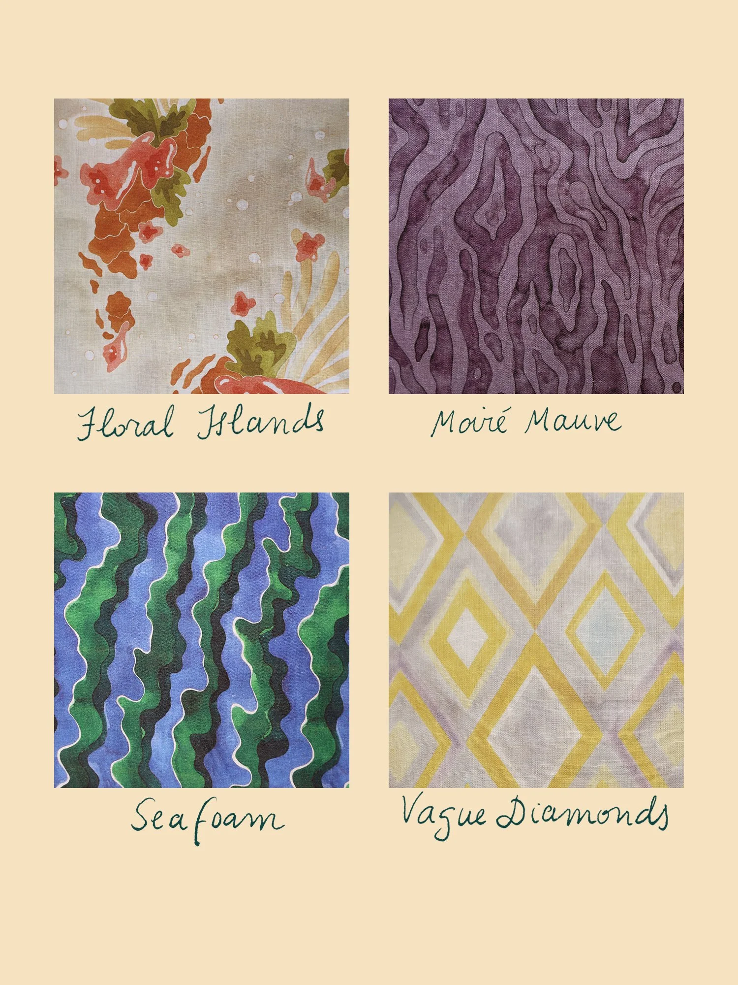 Linen fabrics hand-painted print Ellen van Engelen