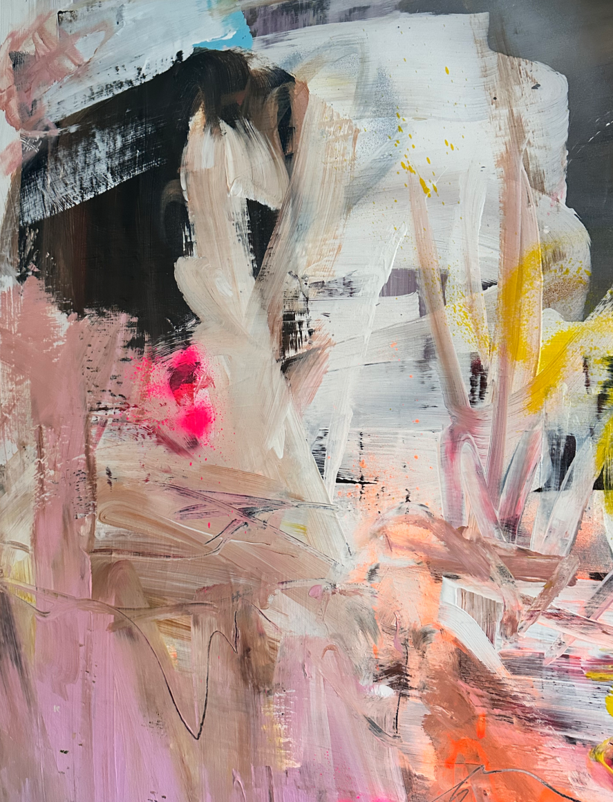 Abstract expressionist painting Splash by Dutch artist Léonce Lemmens, 80x100x4 cm, inspired by Spain