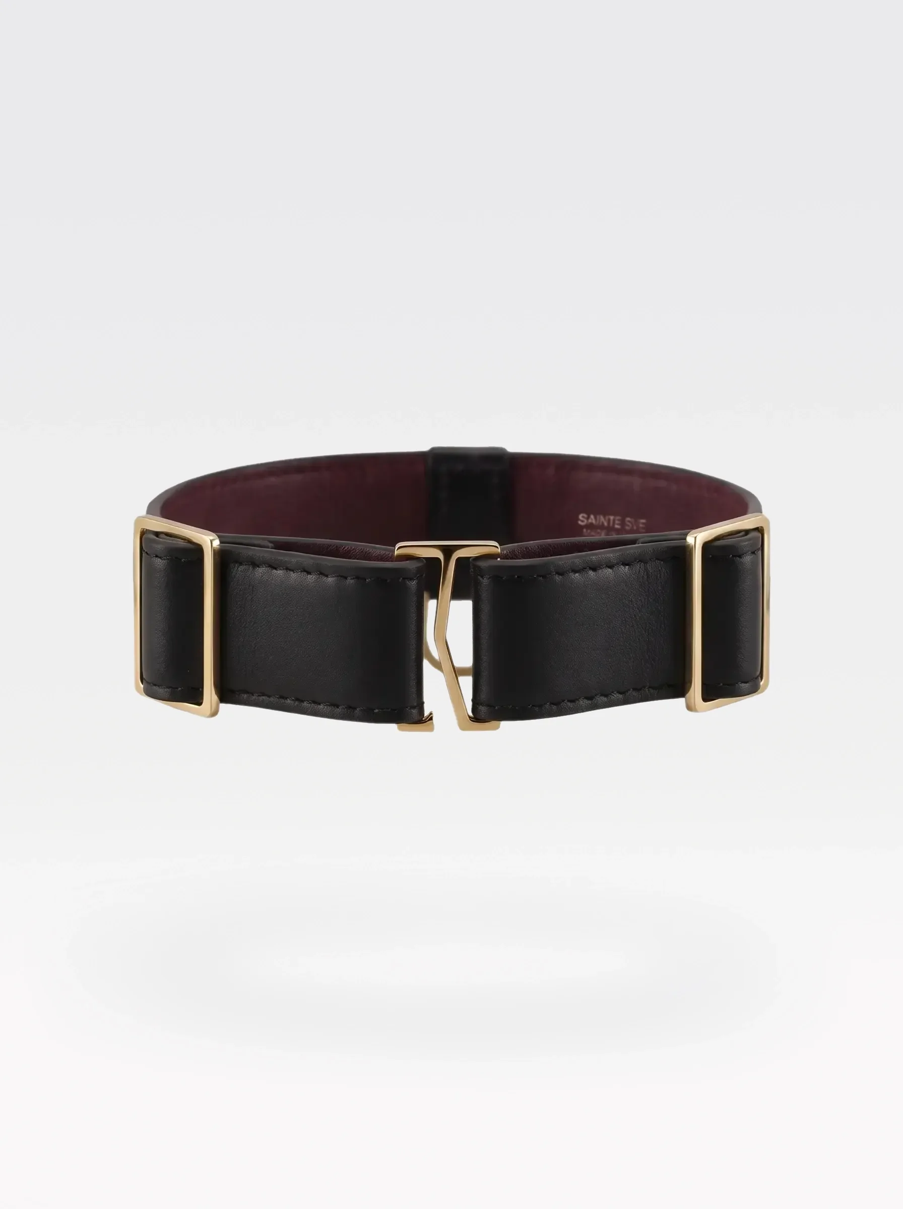 Sainte Sve Choker Nappa in black nappa lambskin with a 24K gold-plated brass slider at the closure, back view