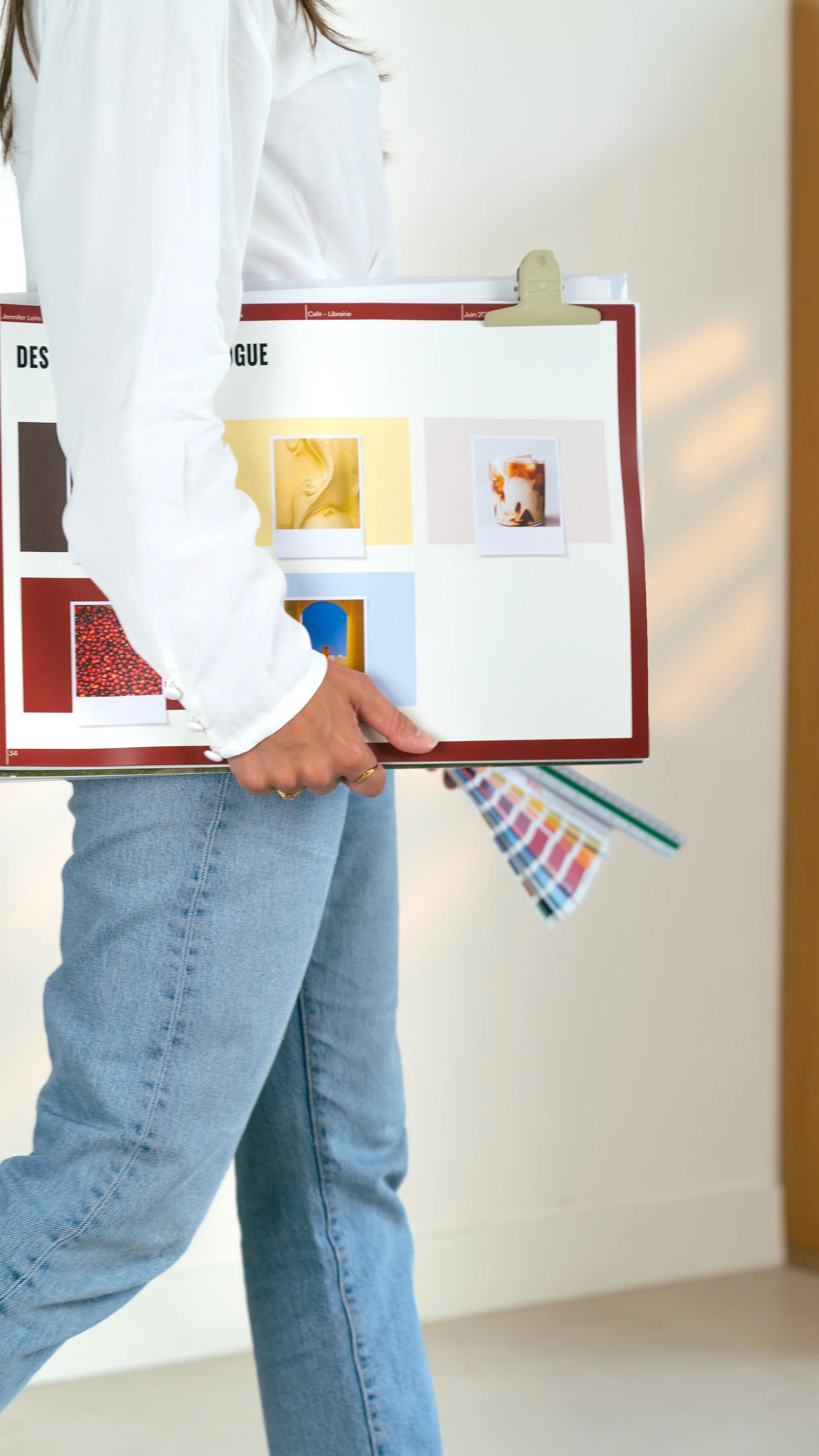Moodboard de projet d’architecture intérieure avec sélection d’images, de matières et de couleurs.