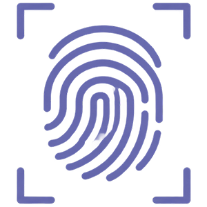 Pictogramme représentant une empreinte digitale pour évoquer l’identité de marque.