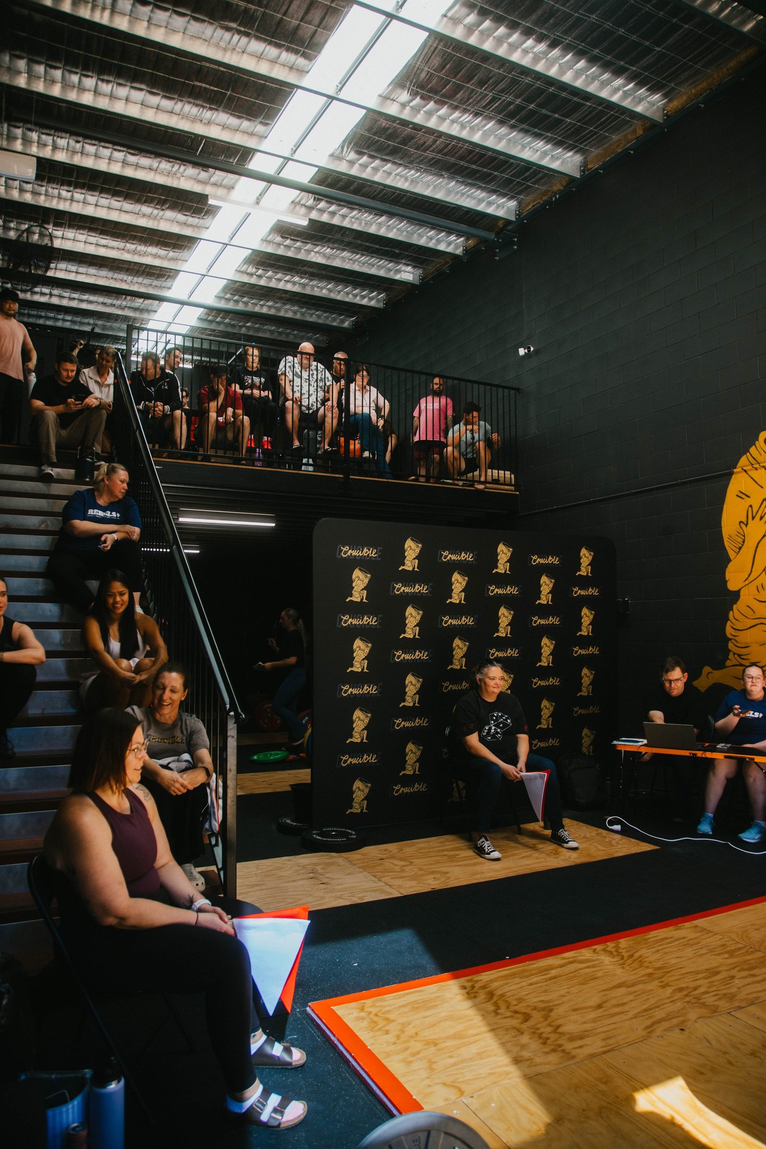Competition platform and spectators at Crucible