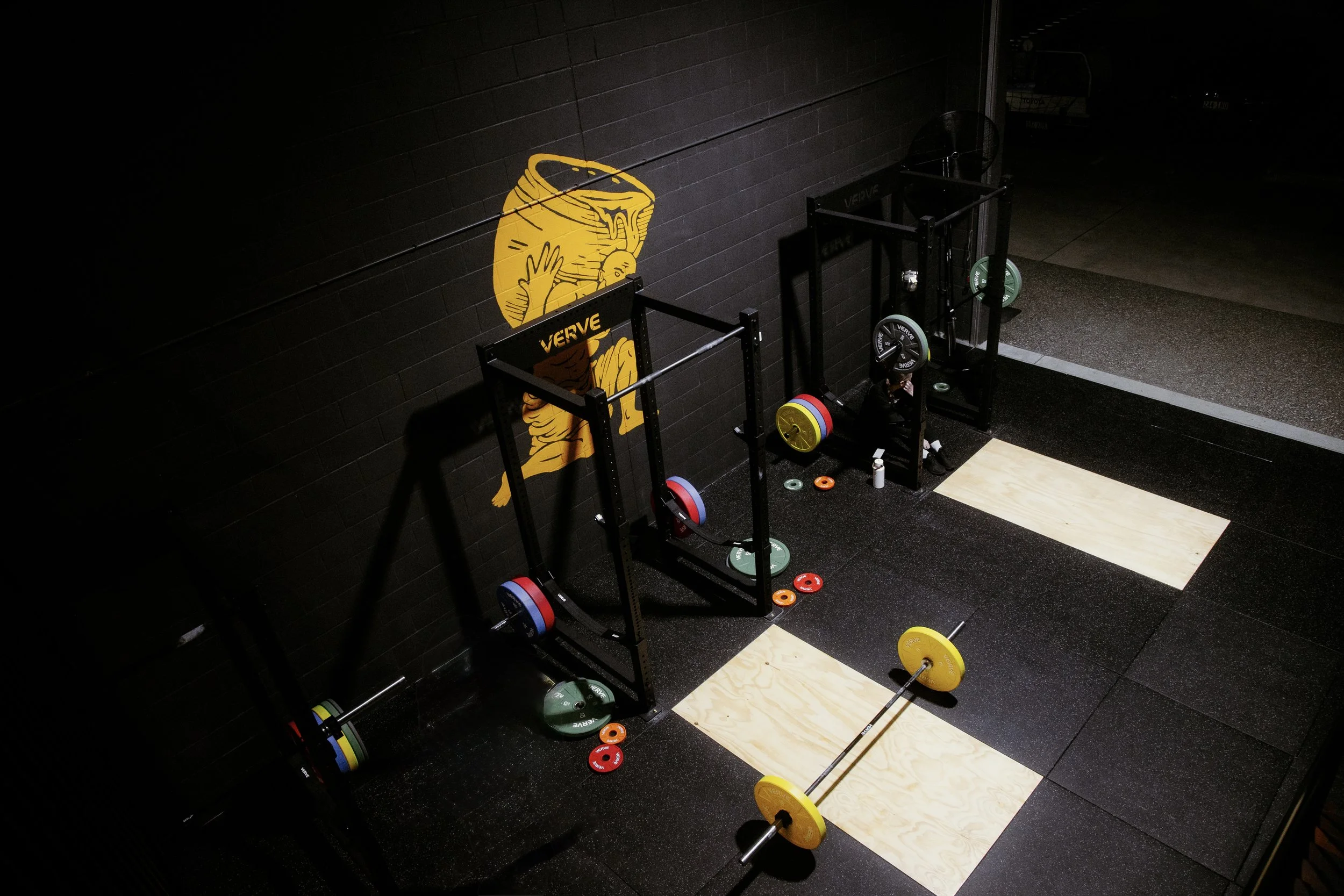 Weightlifting platforms and equipment at Crucible