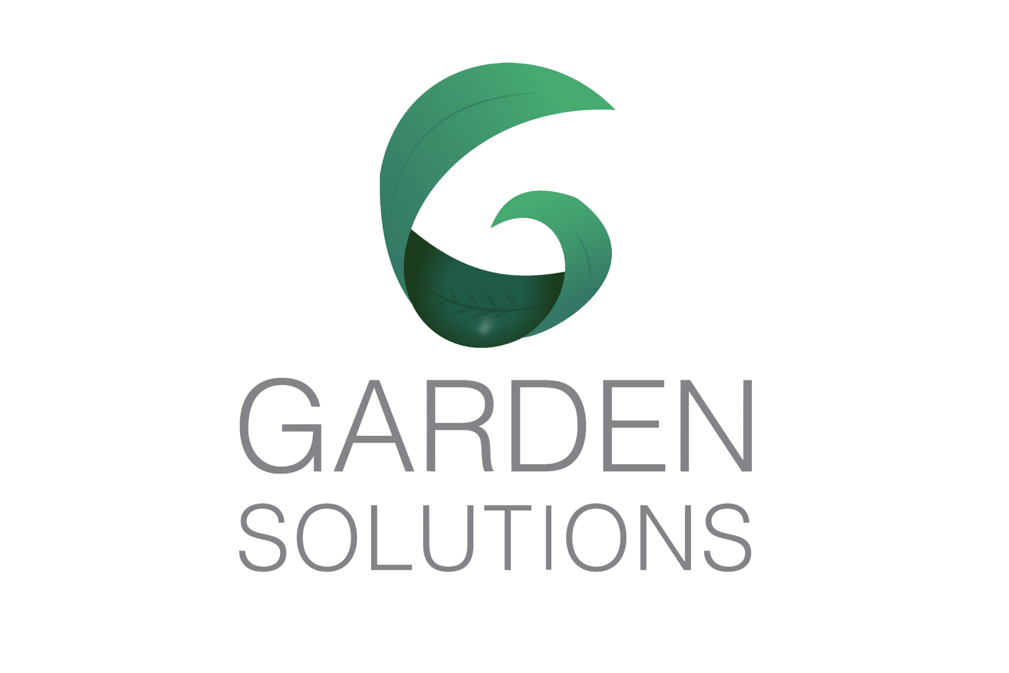 Logo featuring a stylized green leaf and letter G with the text "GARDEN SOLUTIONS" in gray underneath.