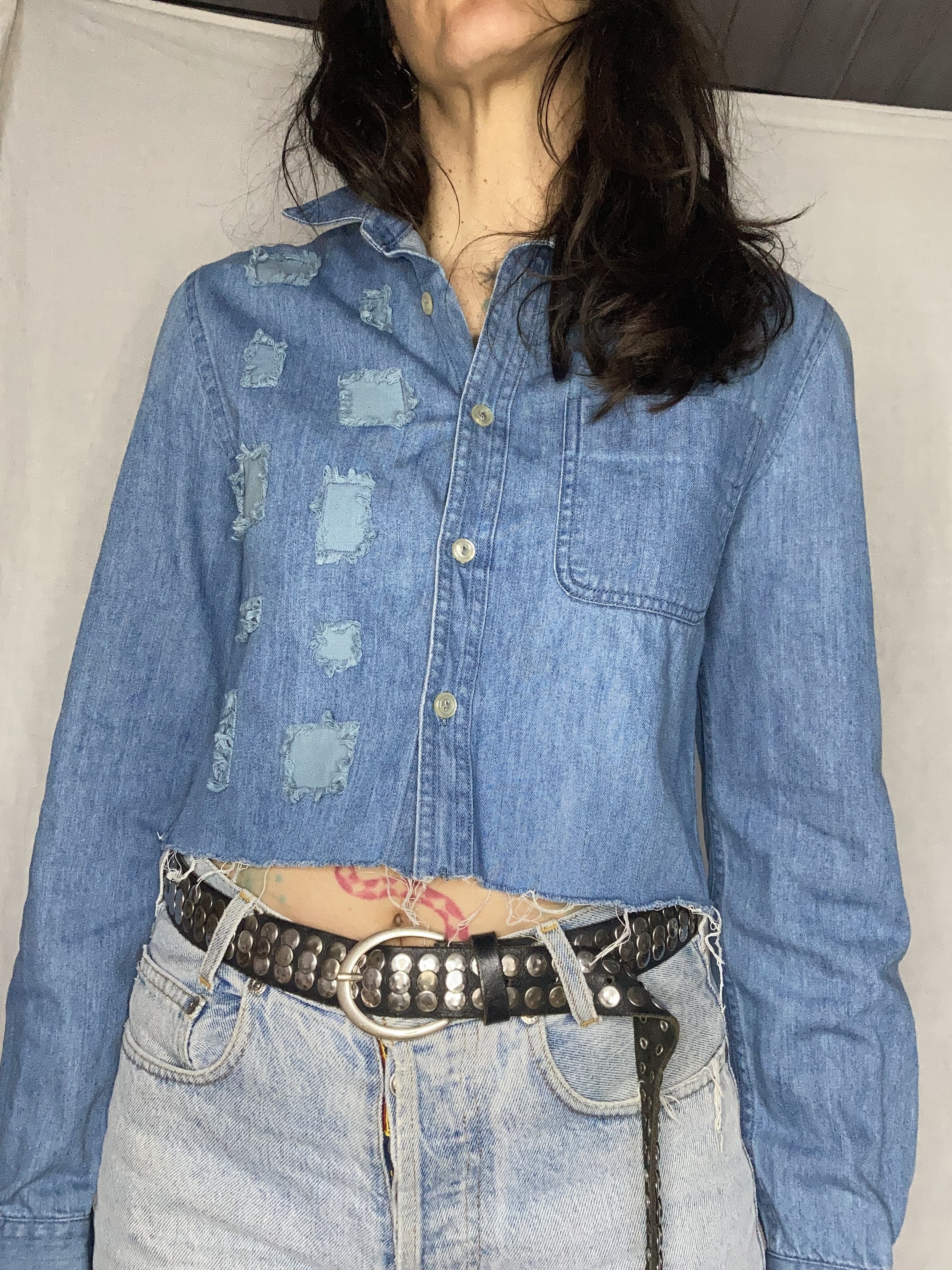 Cropped Denim Shirt