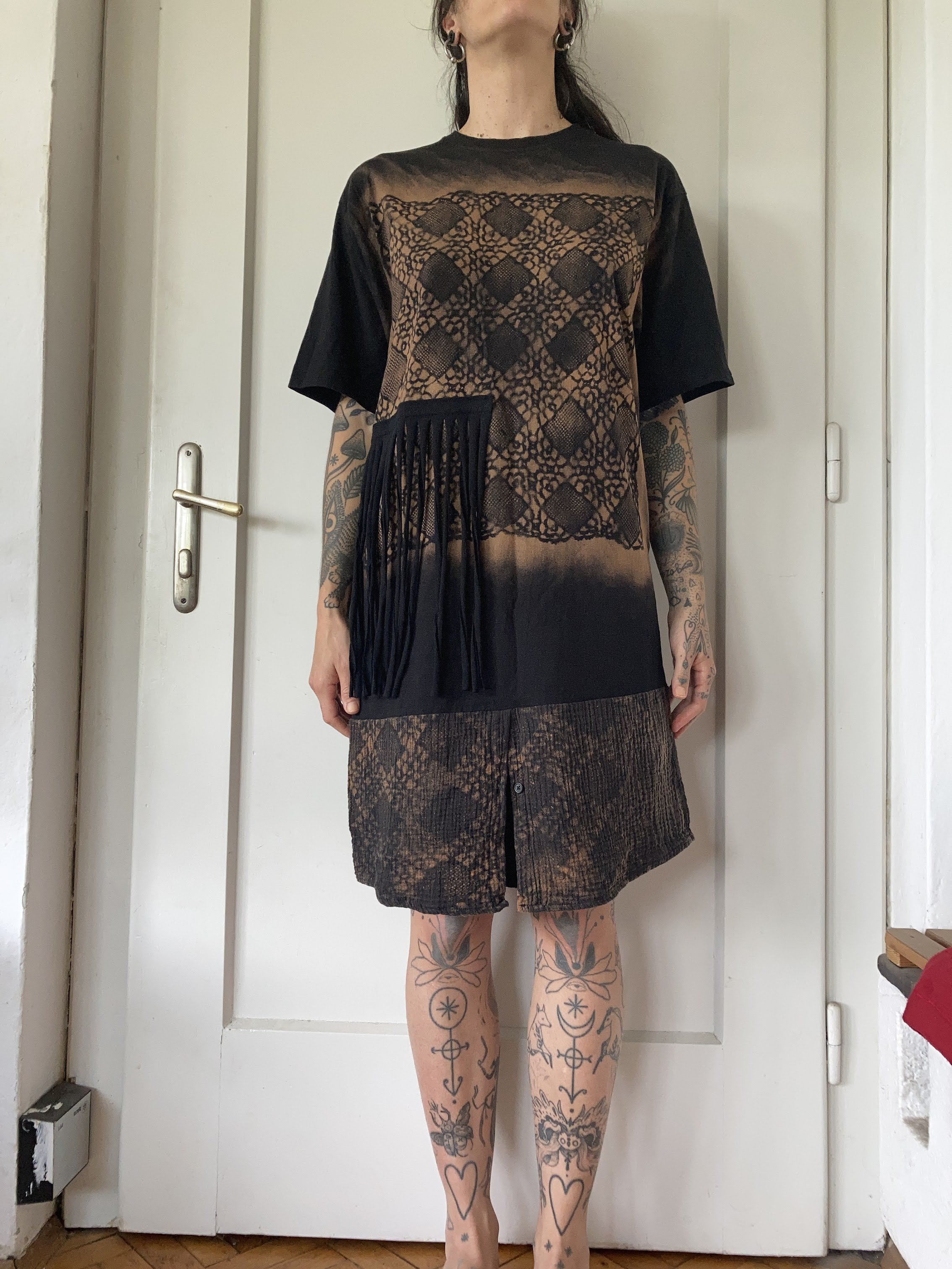 Lace print T-shirt dress