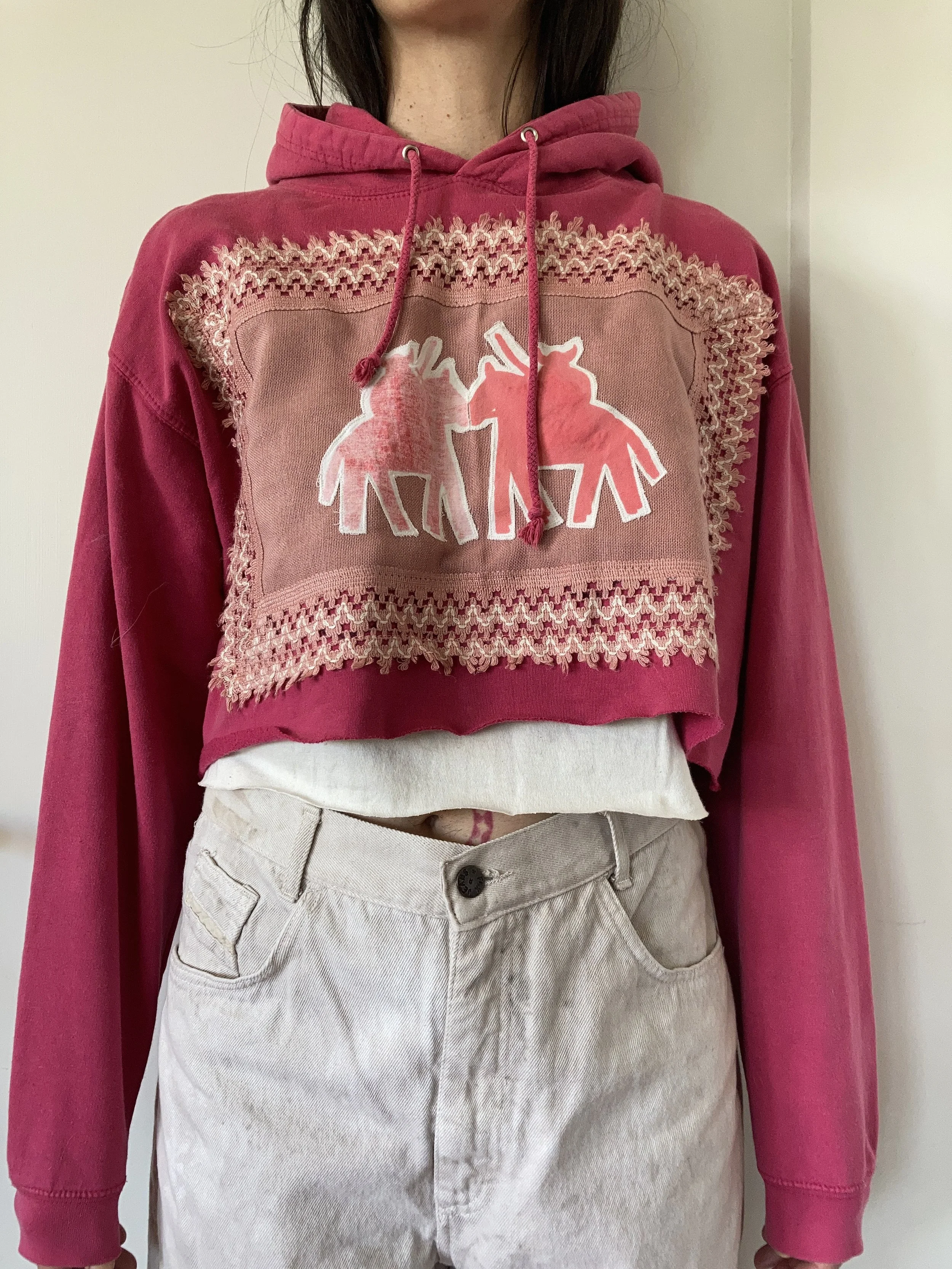 Pink Cropped Hoodie
