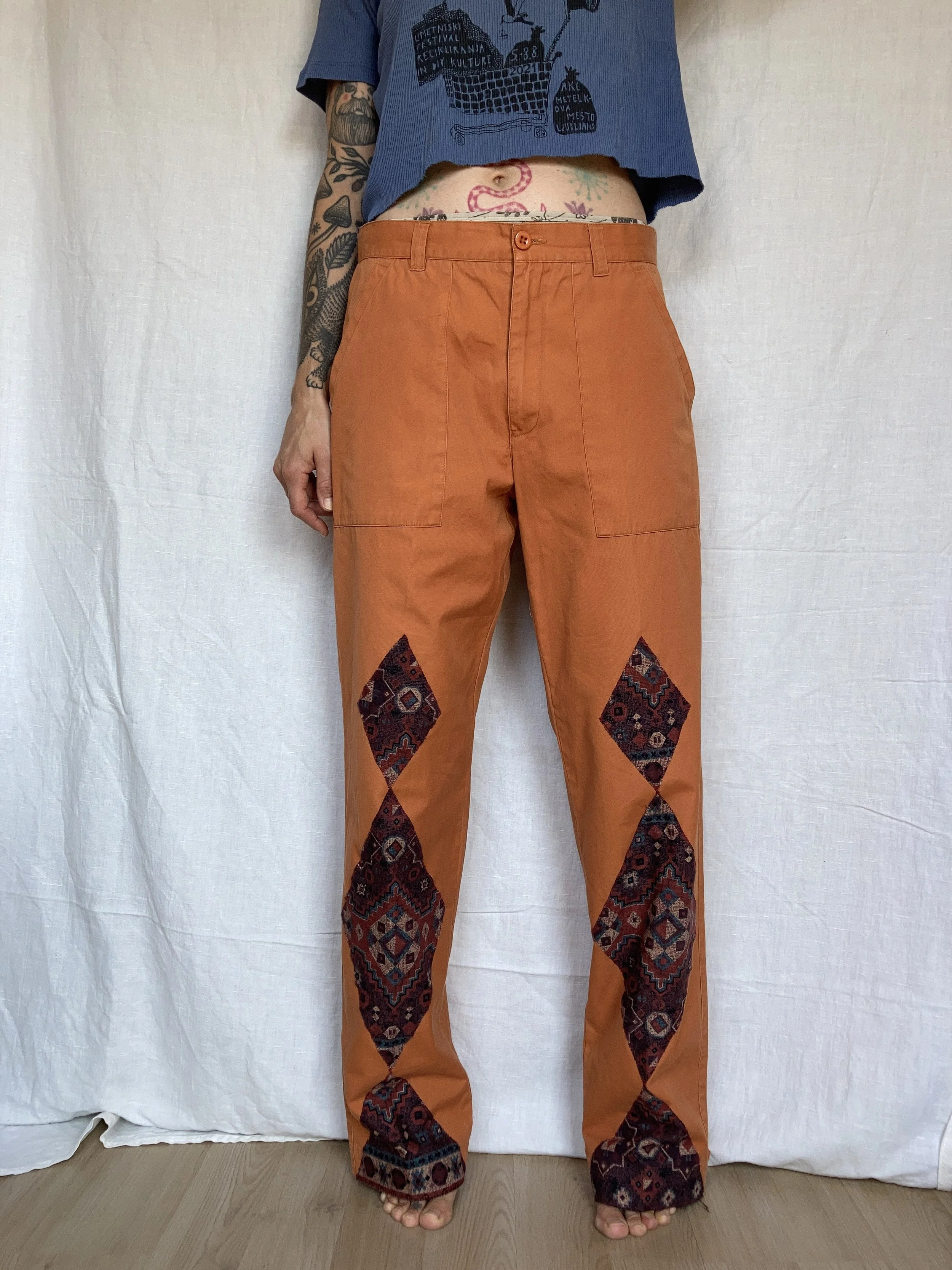 Orange Patch Pants