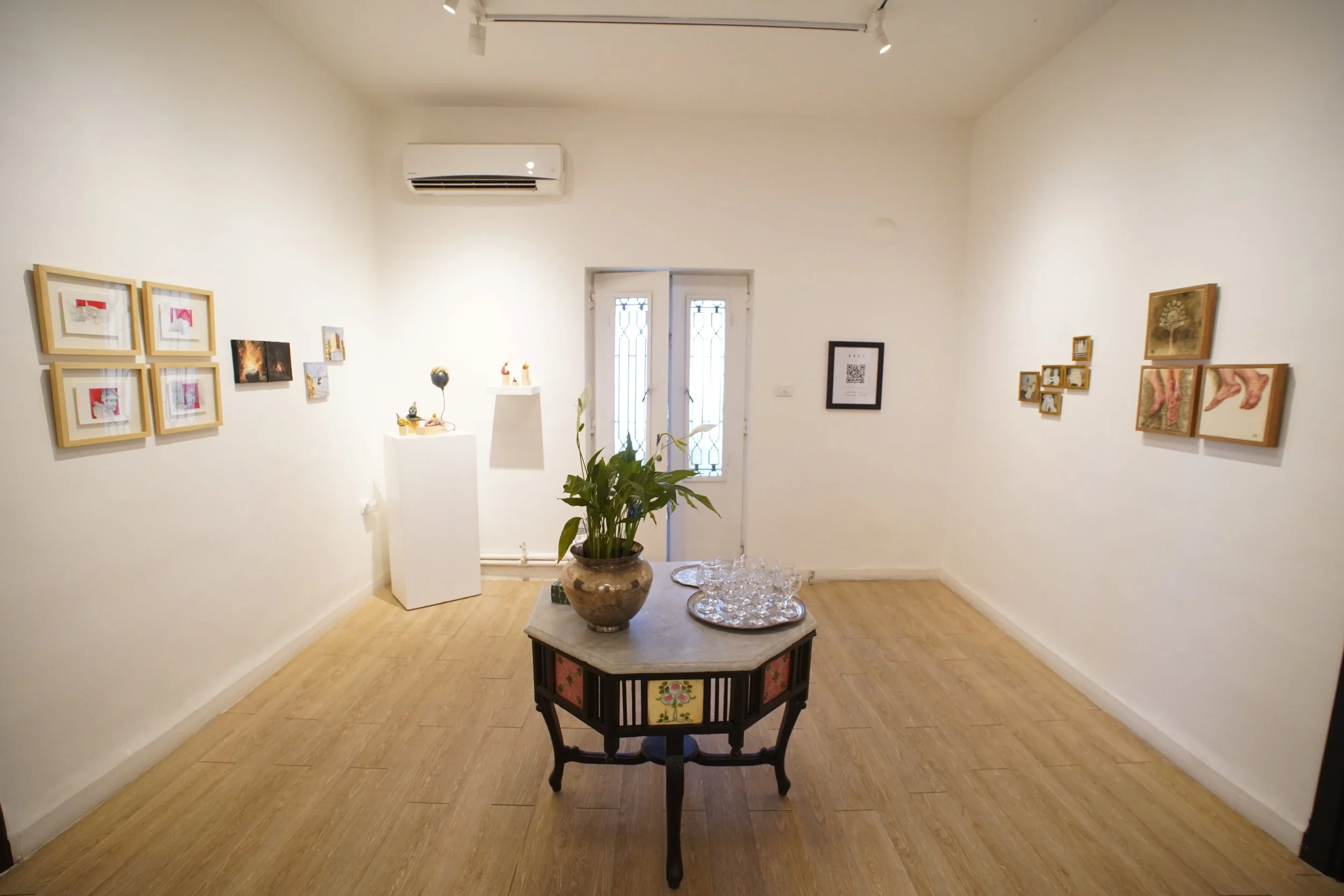   A view of the gallery space at Q0DE Art Space during the “Miniatures” group exhibition.   14 July 2026 © Photo by Yasr Abdalla  