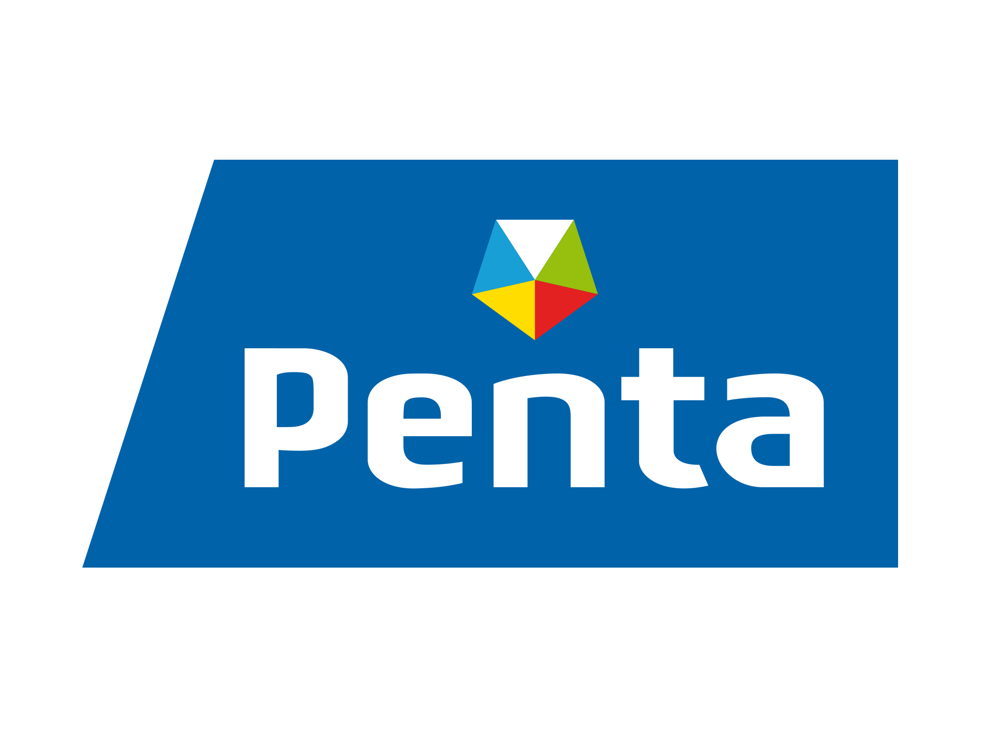 FedEx logo with blue background and a multicolored arrow in the shape of a pentagon.