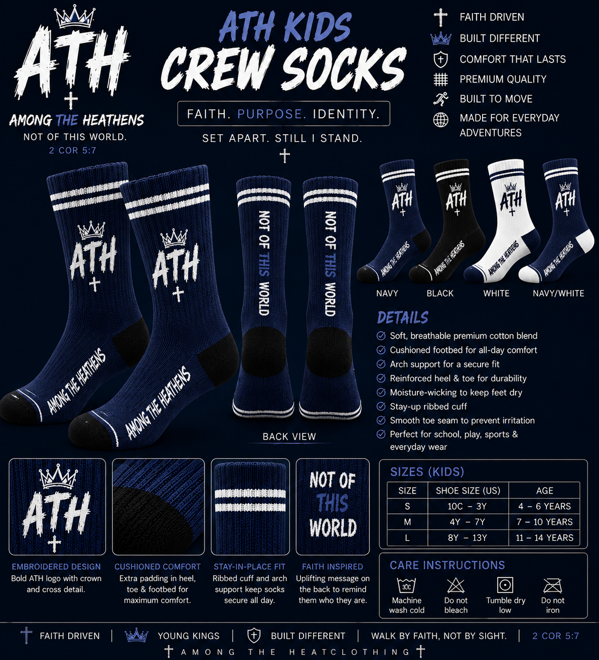 ATH kids navy blue crew socks.png