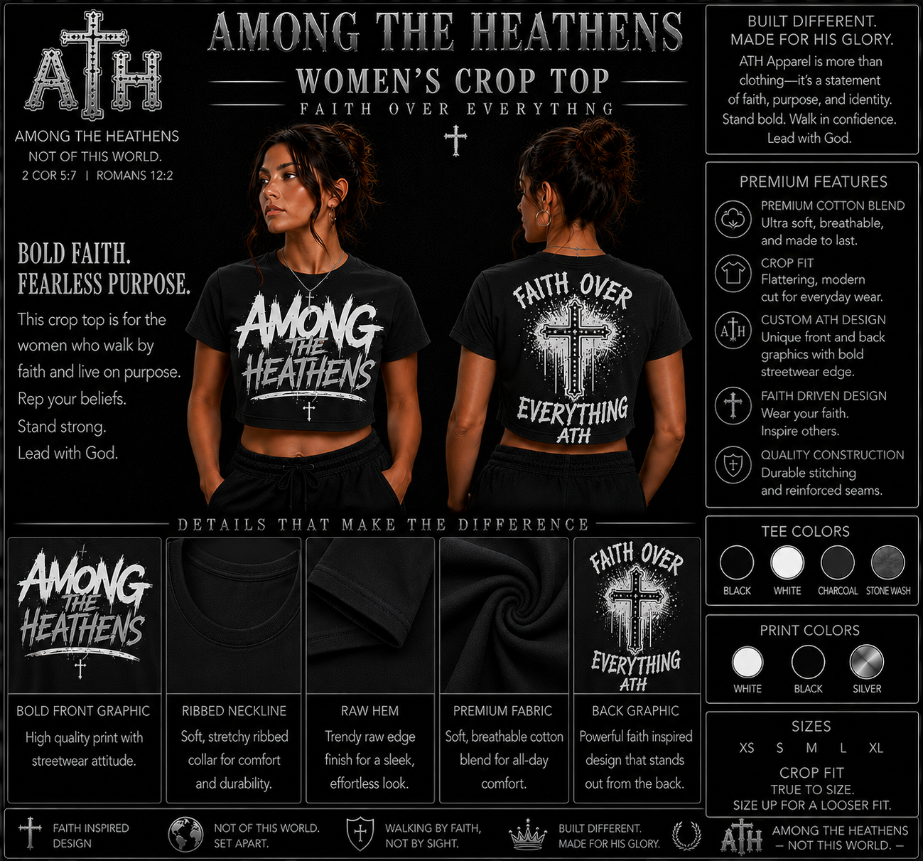 ATH Female Among The Heathens Logo Crop Tee