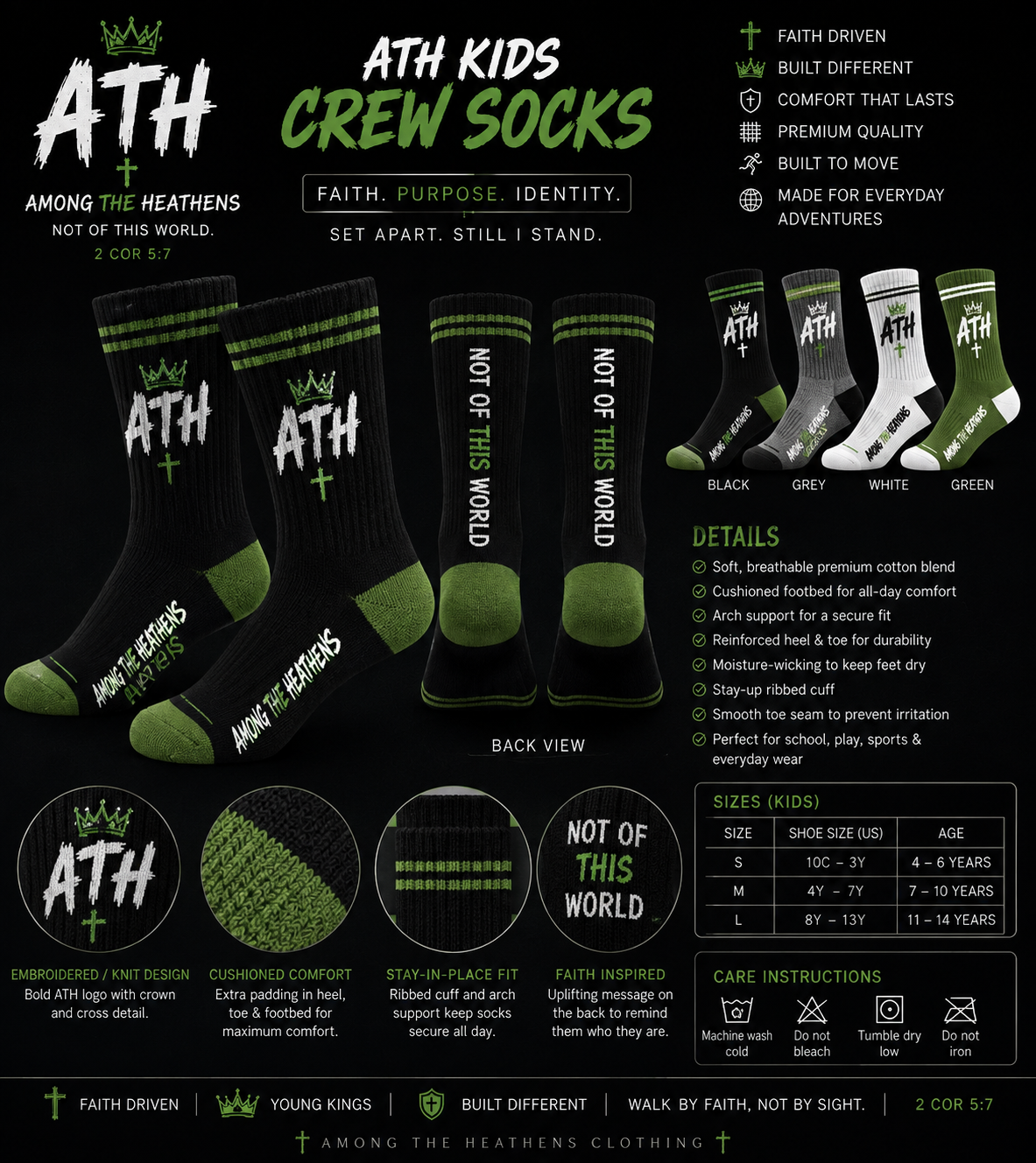 ATH kids green crew socks.png