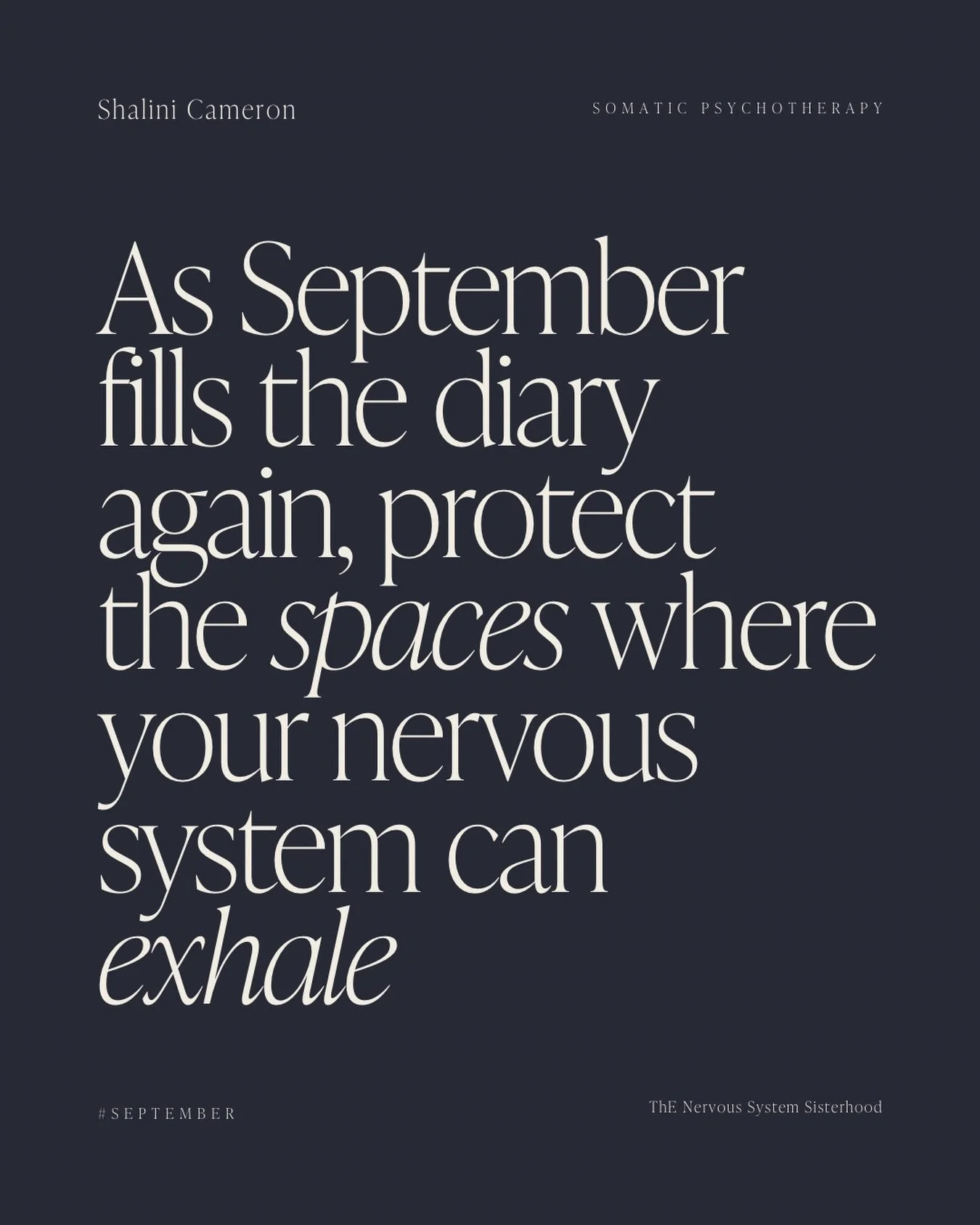 As September fills the diary again, protect the spaces where your nervous system can exhale. 💌🫶🏽☺️