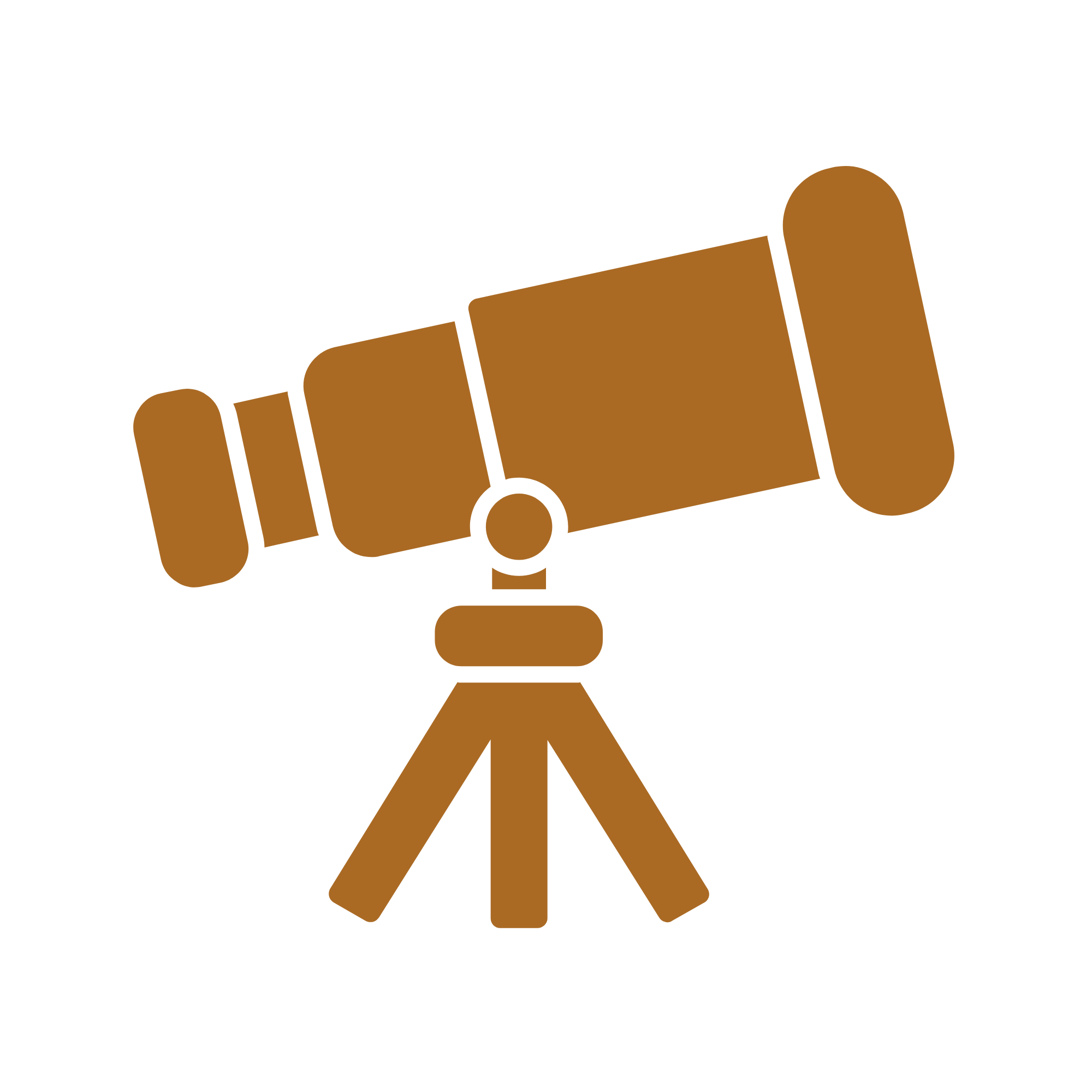 Icon of a brown telescope on a tripod