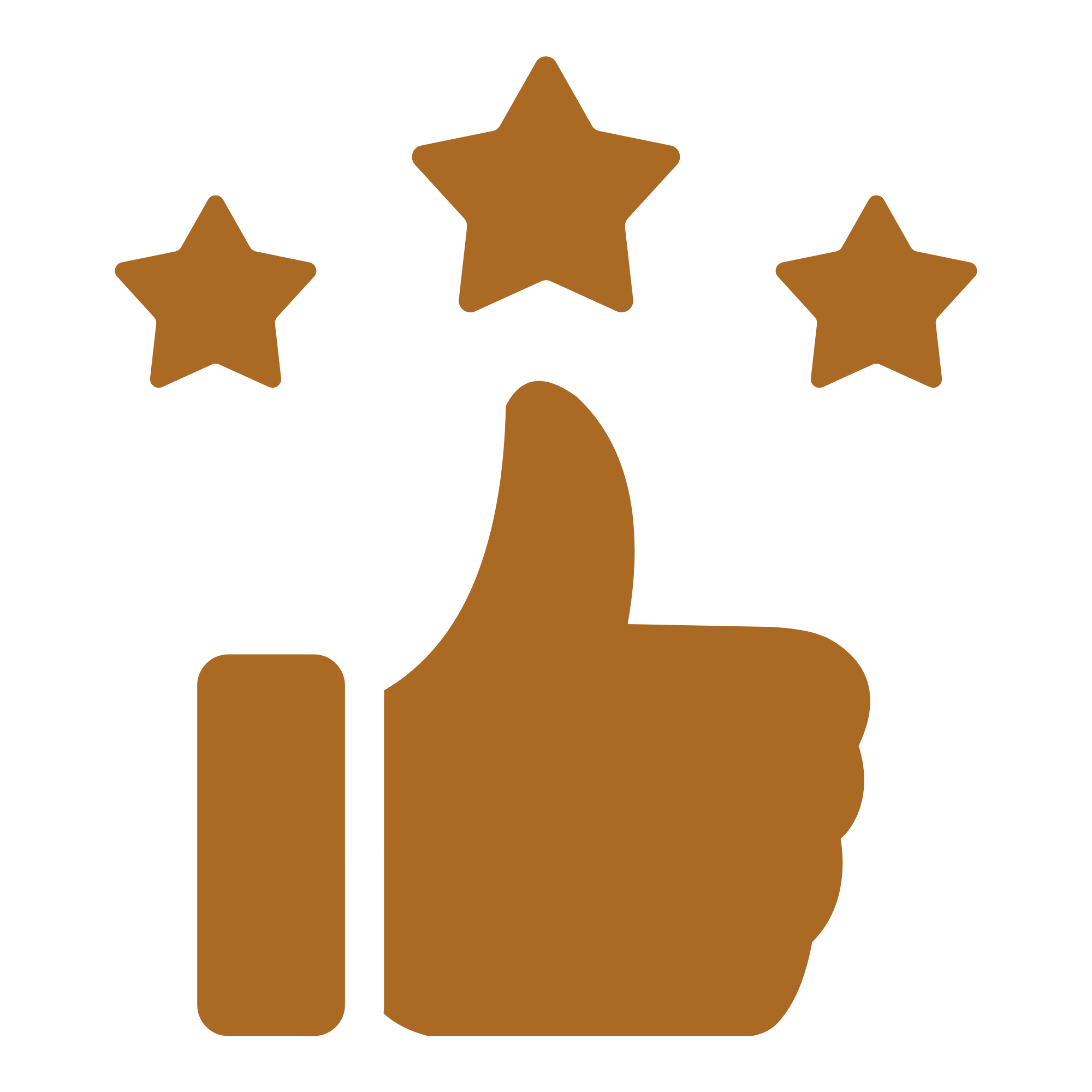 Illustration of a person providing a five-star review with three gold stars above their head.