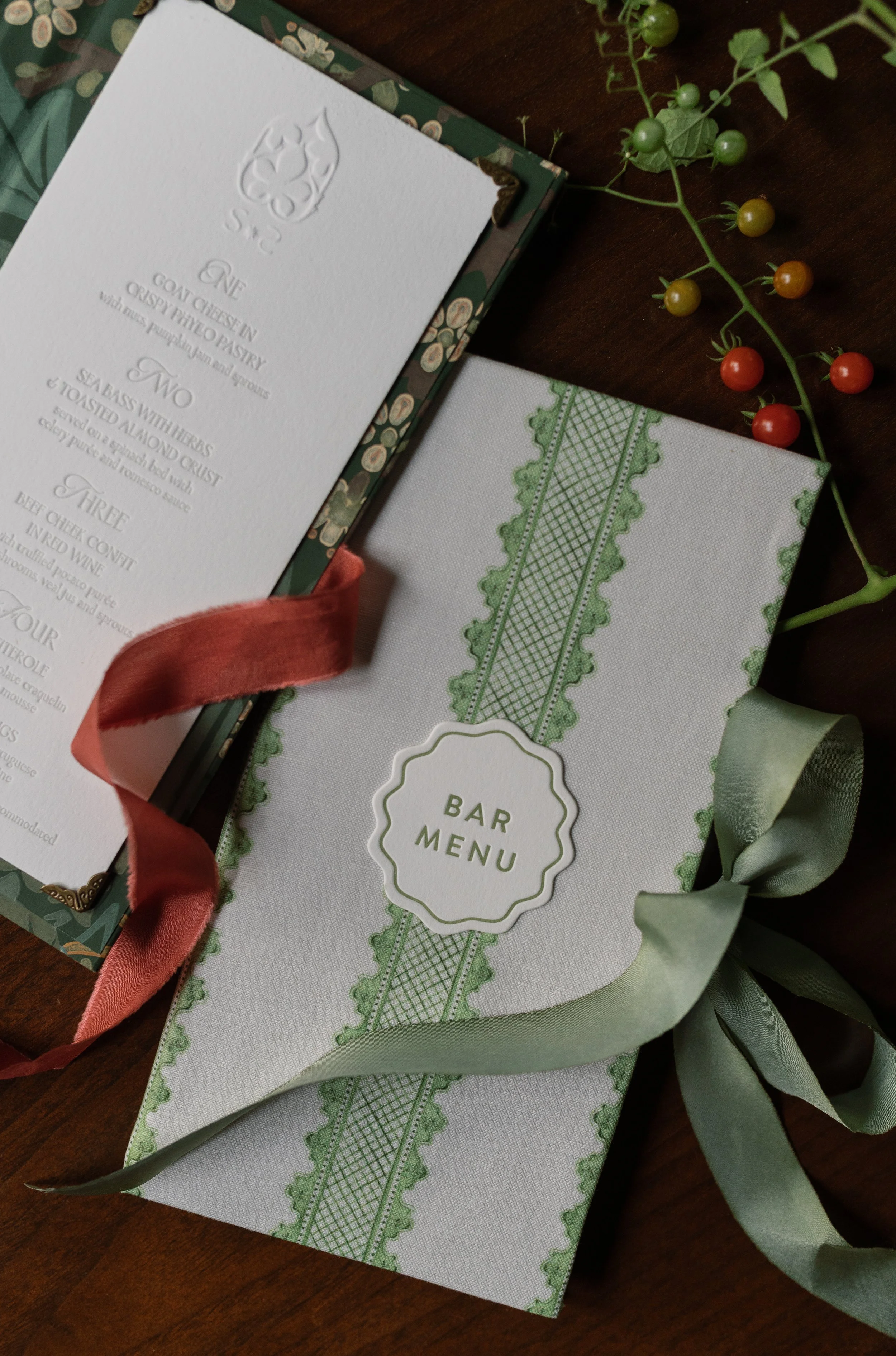 Custom illustrated bar menu designed by Merci Studio as part of bespoke event branding.