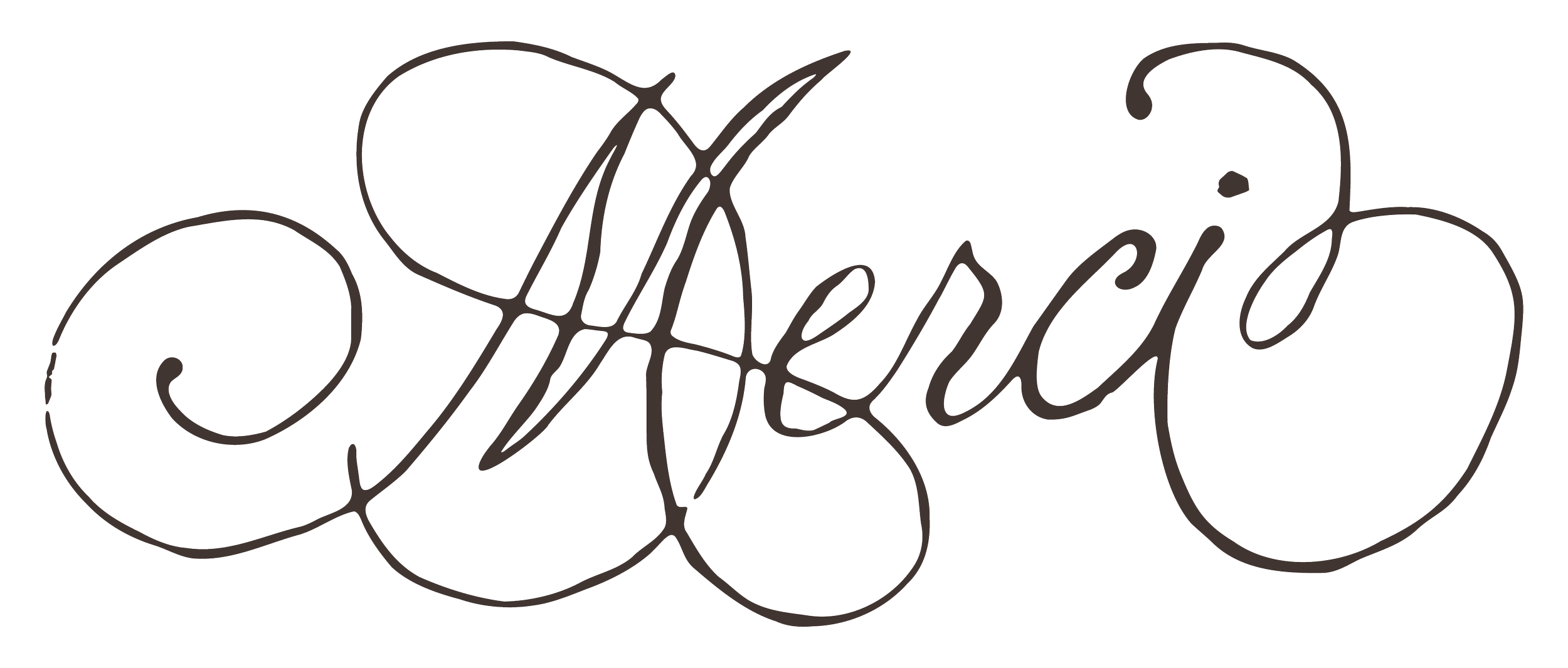 Hand-drawn Merci script lettering created for Merci Studio.