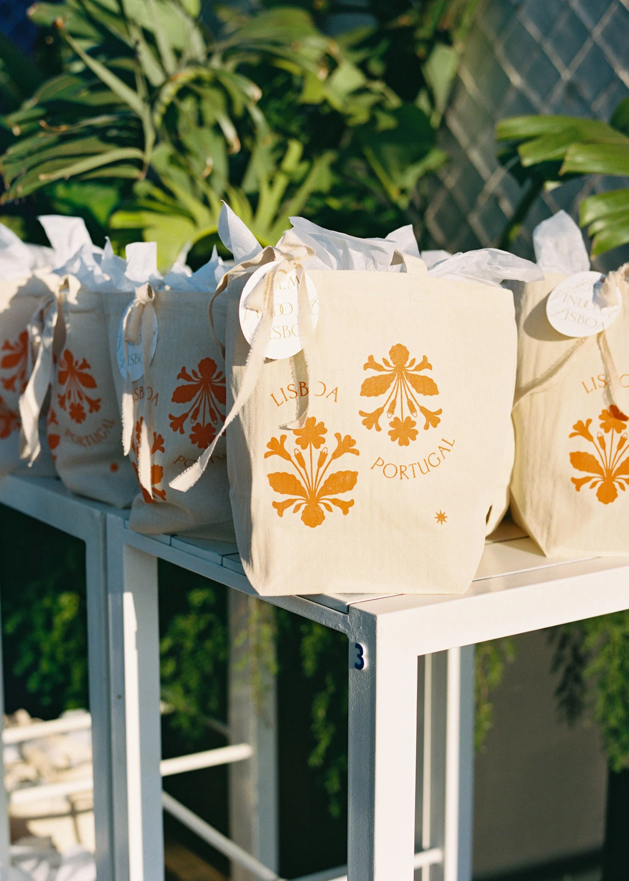 Custom illustrated welcome bags created for Sarah and Samir’s destination wedding in Lisbon.