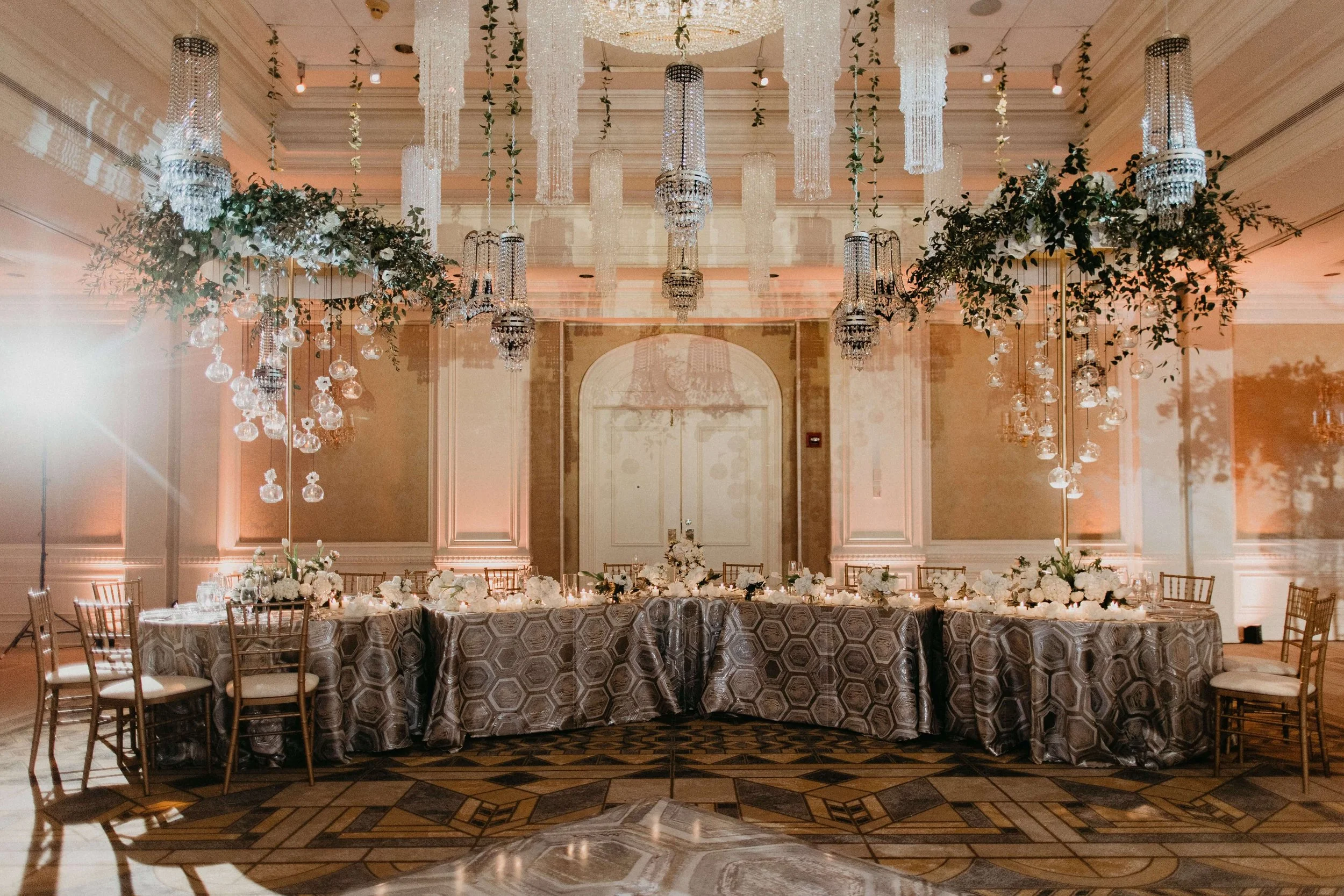 Wedding reception with warm uplighting at Nemacolin near Pittsburgh, PA