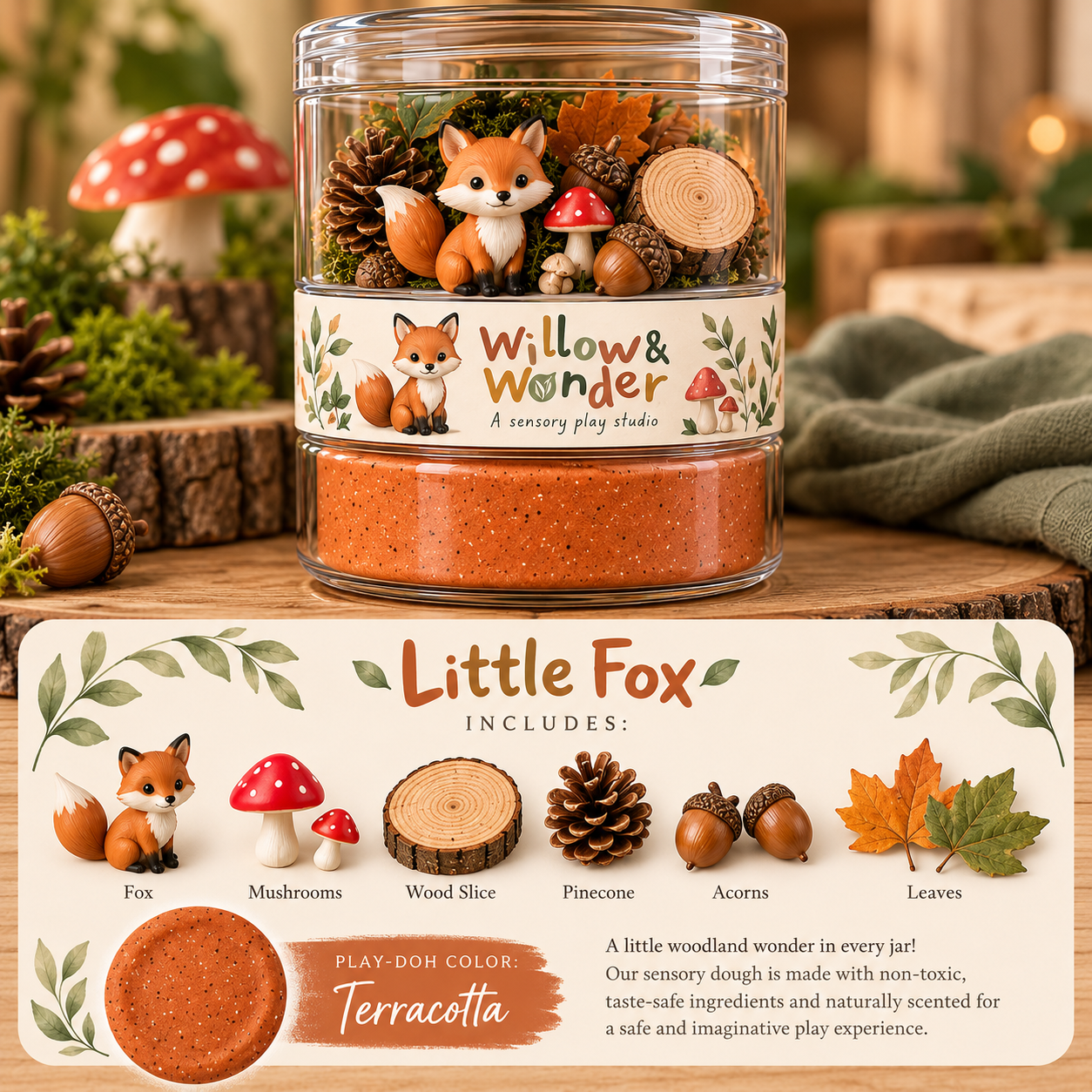 Little Fox Play-Dough Jar