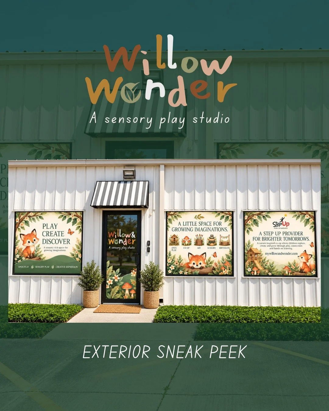 🌿 EXTERIOR SNEAK PEEK! 🦊✨

It&rsquo;s starting to feel real! We&rsquo;re bringing the Willow &amp; Wonder vision to life, one little detail at a time. 🤎

From the woodland-inspired windows to Willow welcoming you at the door, we wanted the outside
