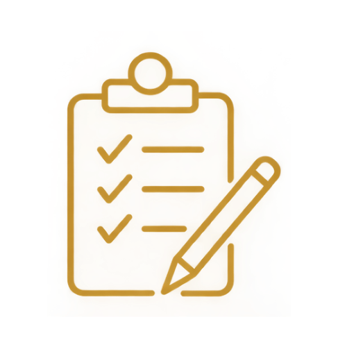 A clipboard with a checklist and a pencil for taking notes or marking items as complete.