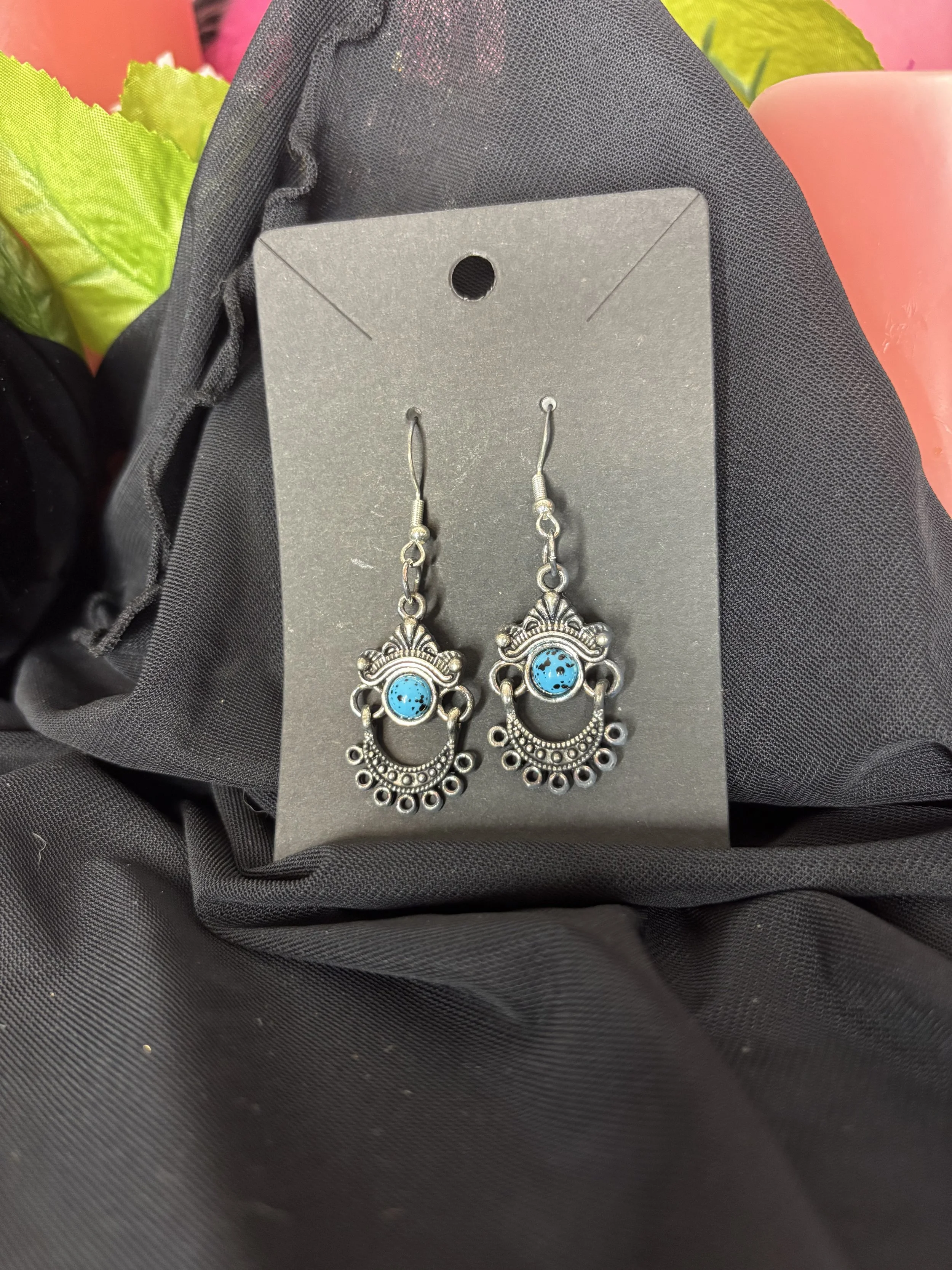 Turquise Boho Filigree Earrings